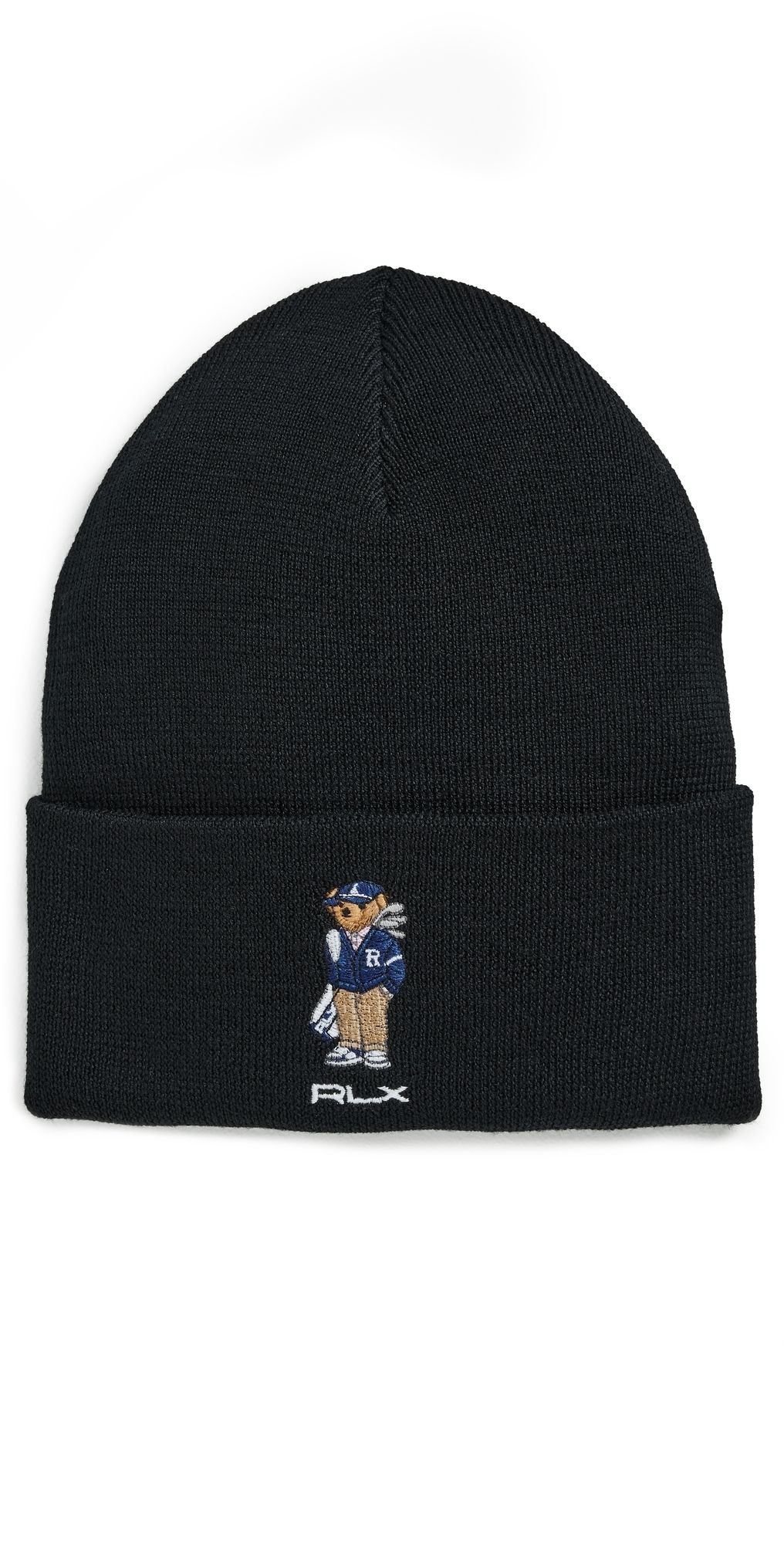RLX Ralph Lauren Merino Wool Golf Bear Beanie Black One Size