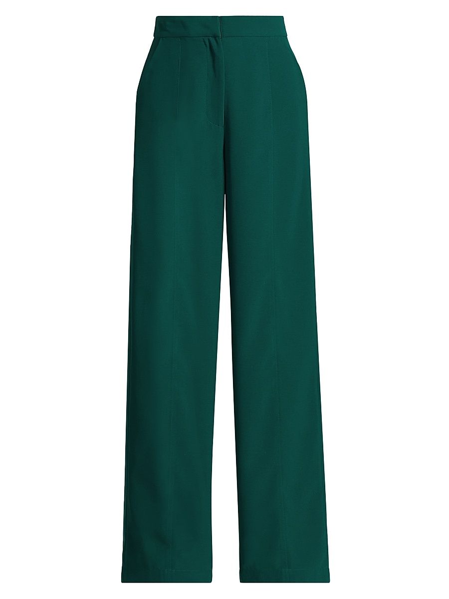 Women's Naomi Crêpe de Chine Wide-Leg Pants - Spruce - Size XXL
