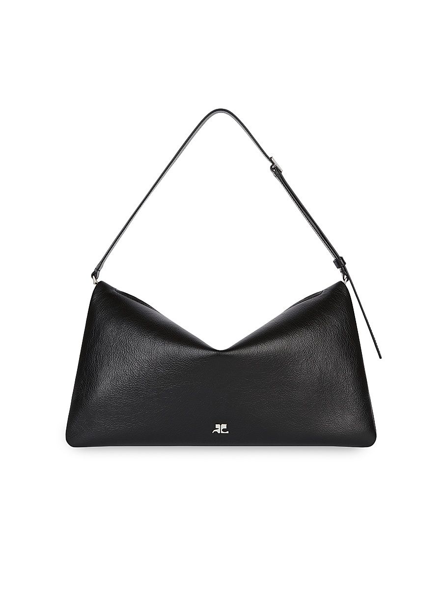 Women's Cuff Leather Shoulder Bag - Black