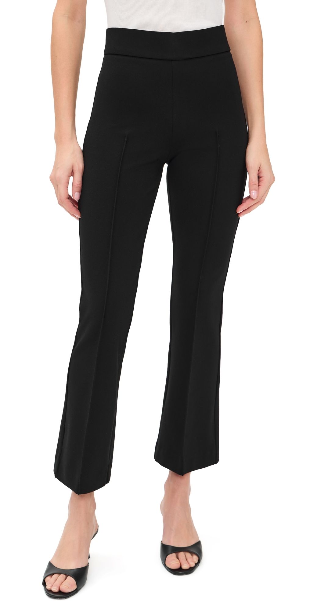 Good American Soft Stretch Ponte Pull On Kick Flare Pants Black001 M