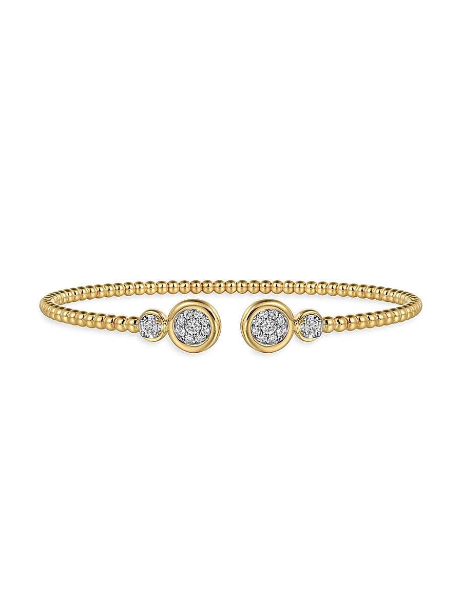 Women's Bujukan 14K White & Yellow Gold & 0.25 TCW Diamond Disc Cuff Bracelet - Yellow Gold - Size 5.75