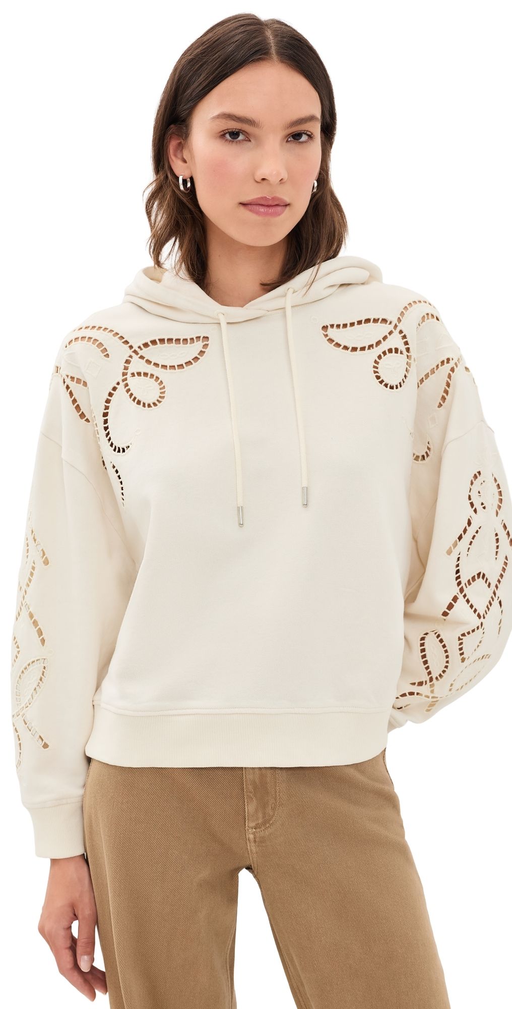 ba & sh Beni Embroidered Hoodie Ecru 1