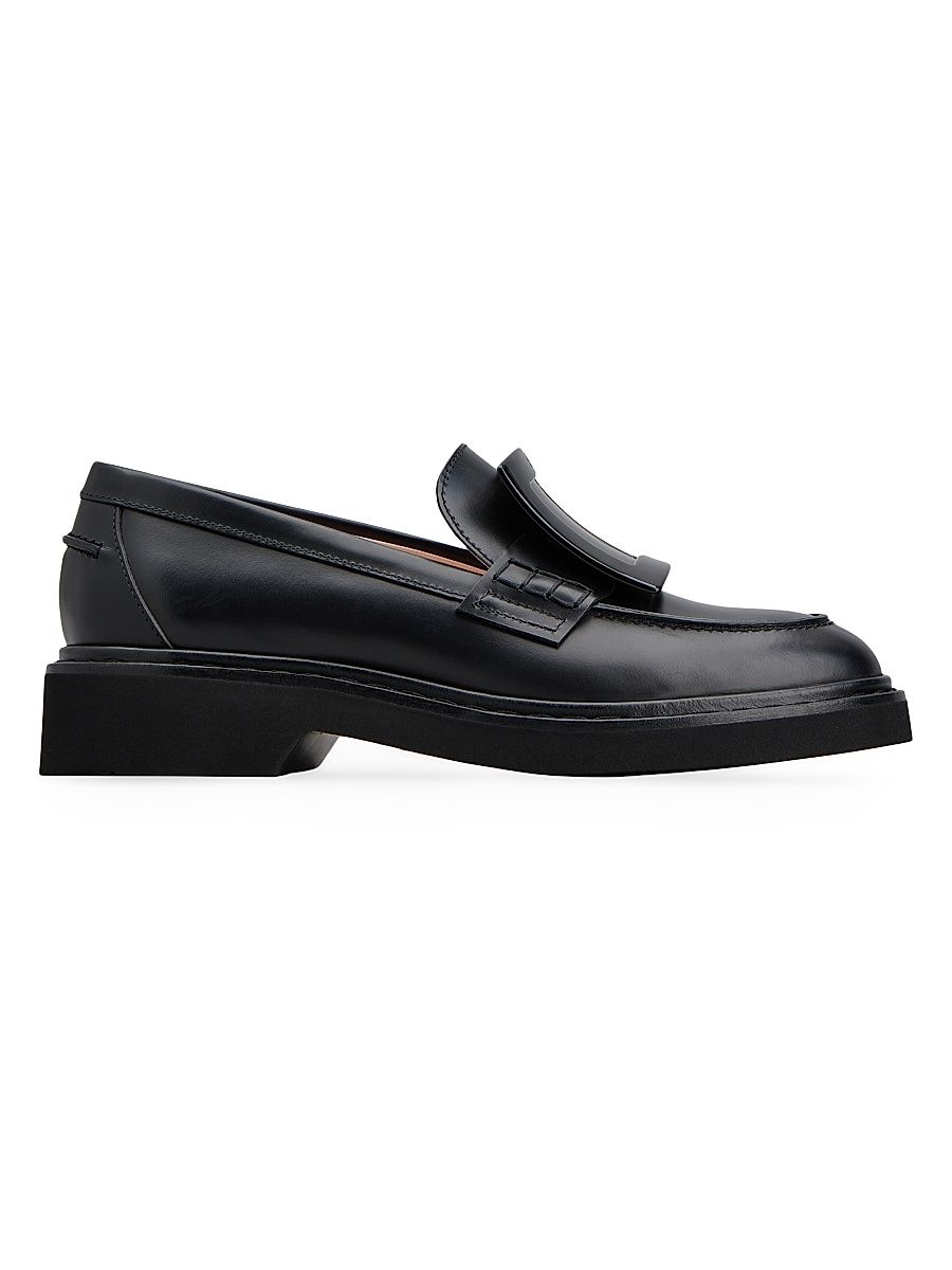 Women's Viv Rangers Covered Buckle Leather Loafers - Nero - Size 10