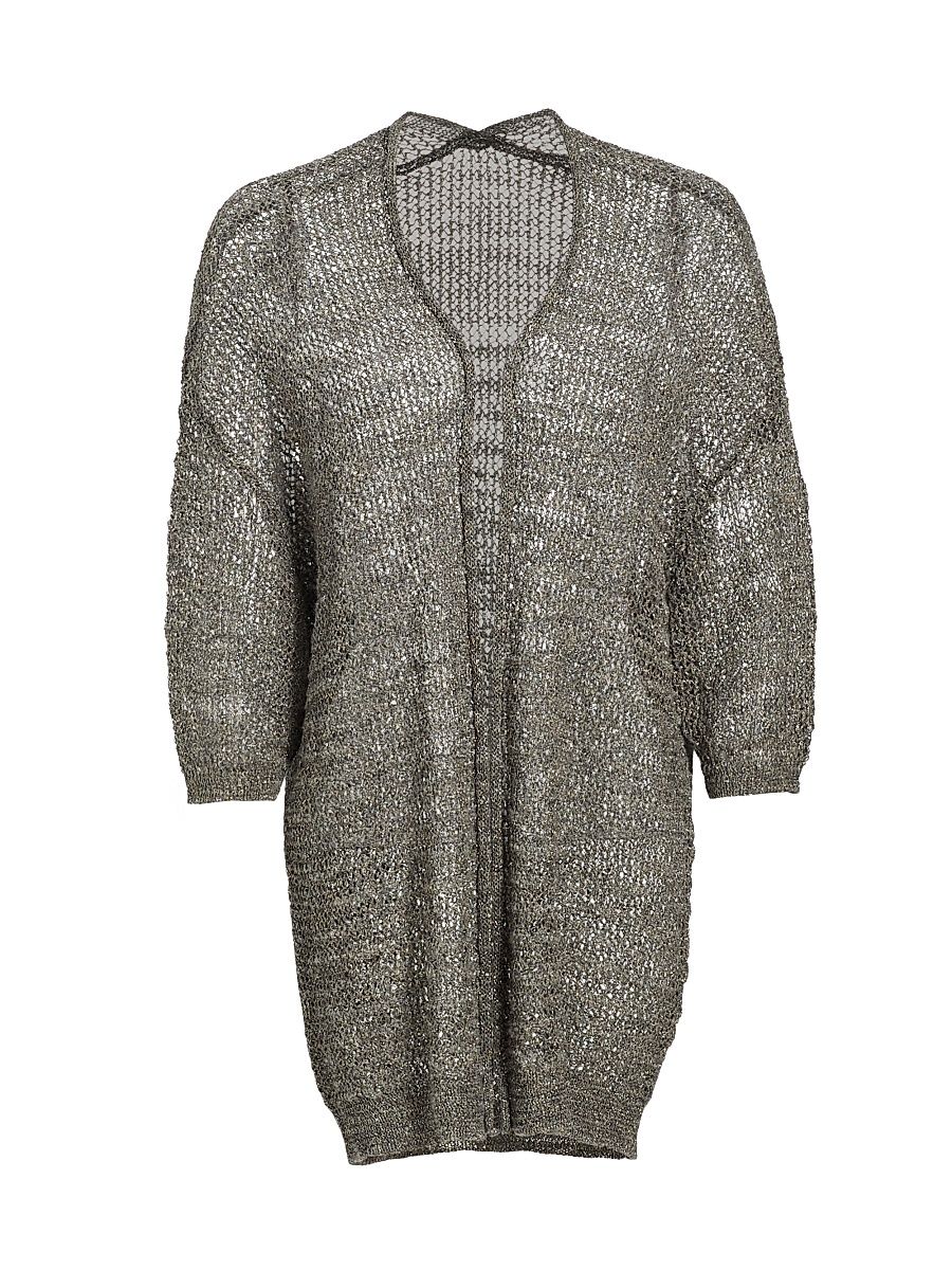 Women's COLLECTION Sparkle Longline Cardigan - Titanium - Size Small
