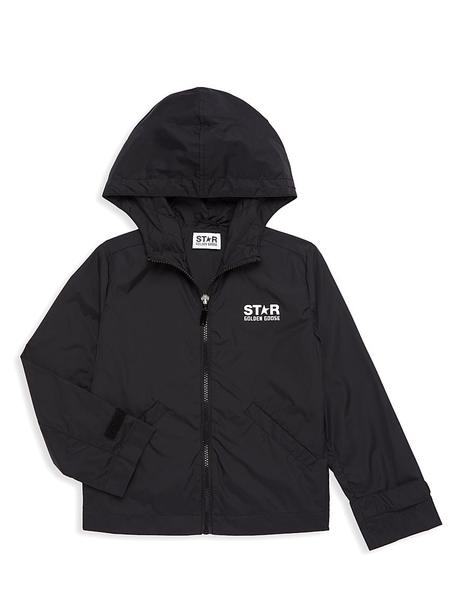 Little Boy's & Boy's Star Logo Windbreaker Jacket - Black White - Size 8