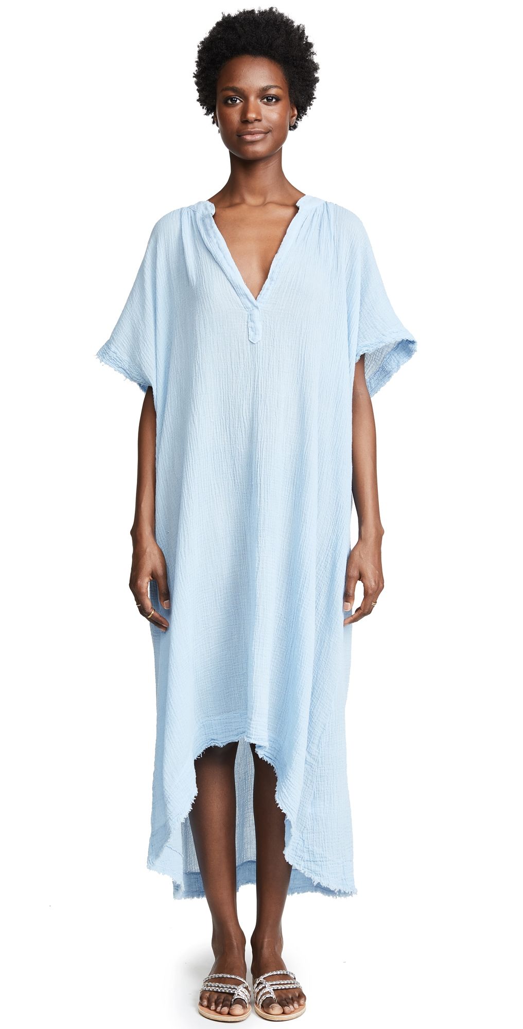 9seed Tunisia Short Sleeve Caftan Chambray One Size