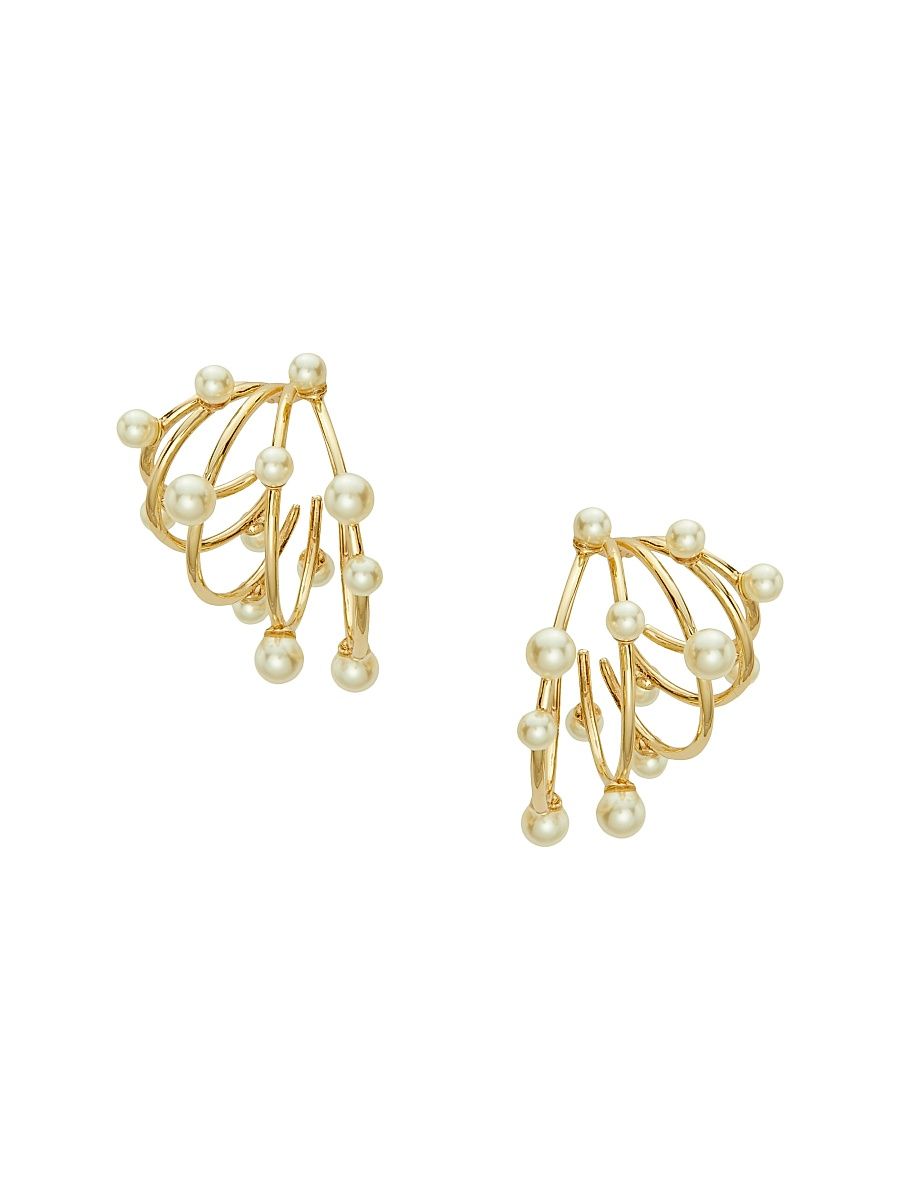 Women's 18K-Gold-Plated & Imitation Pearl Multi-Hoop Earrings - Tory Gold Pearl