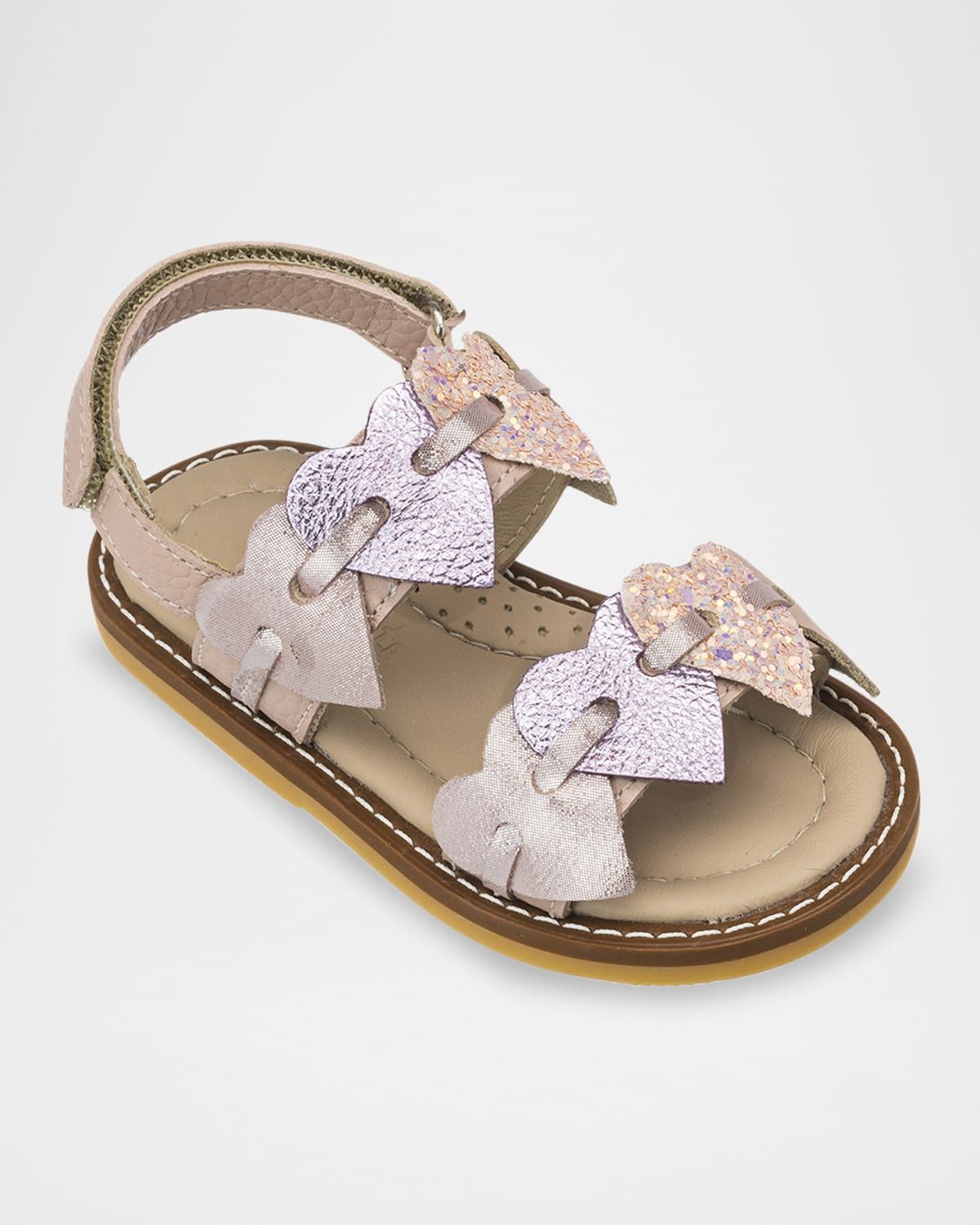 Girl & apos;s Cuore Heart Leather Sandals, Kids