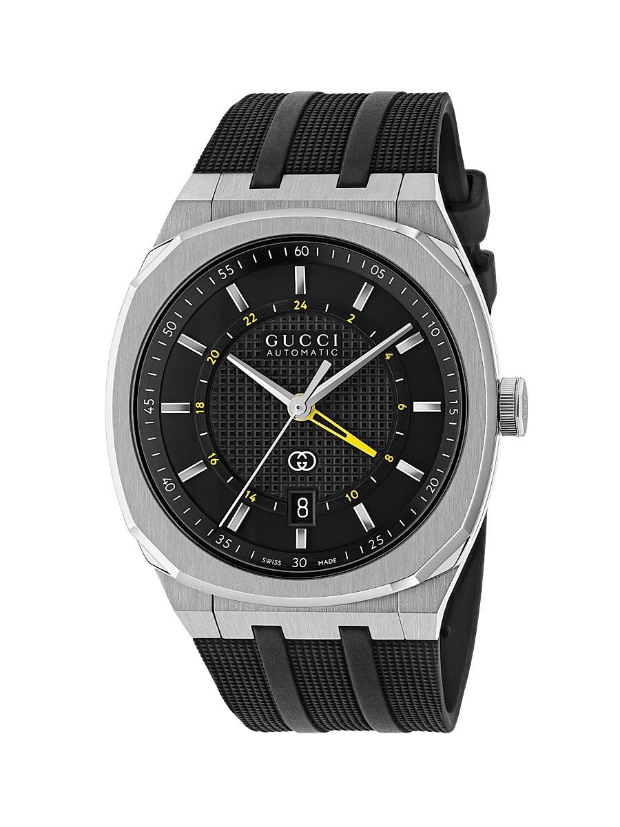 Men's Gucci 25H Stainless Steel-Rubber Watch - Black
