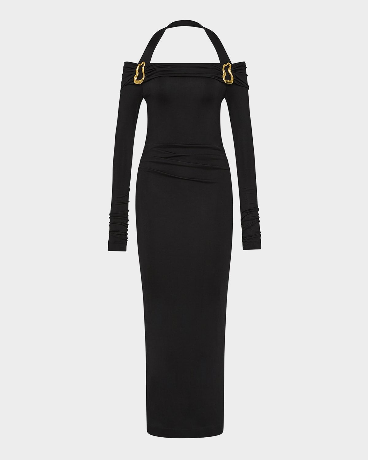 Domenica Embellished Cold-Shoulder Midi Dress