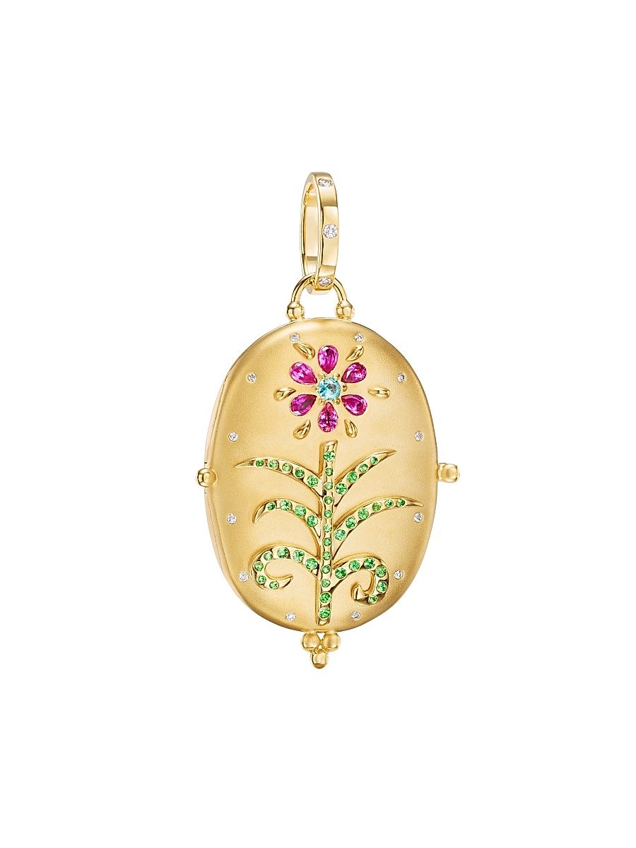 Women's Fiori 18K Yellow Gold & Multi-Gemstone Locket - Yellow Gold