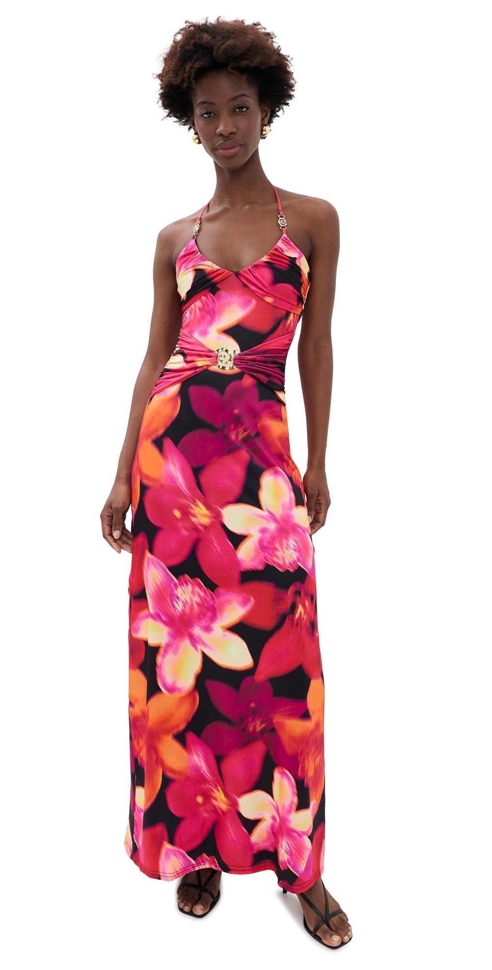 Runaway the Label Nina Ruched Halter Maxi Dress Skye Black S