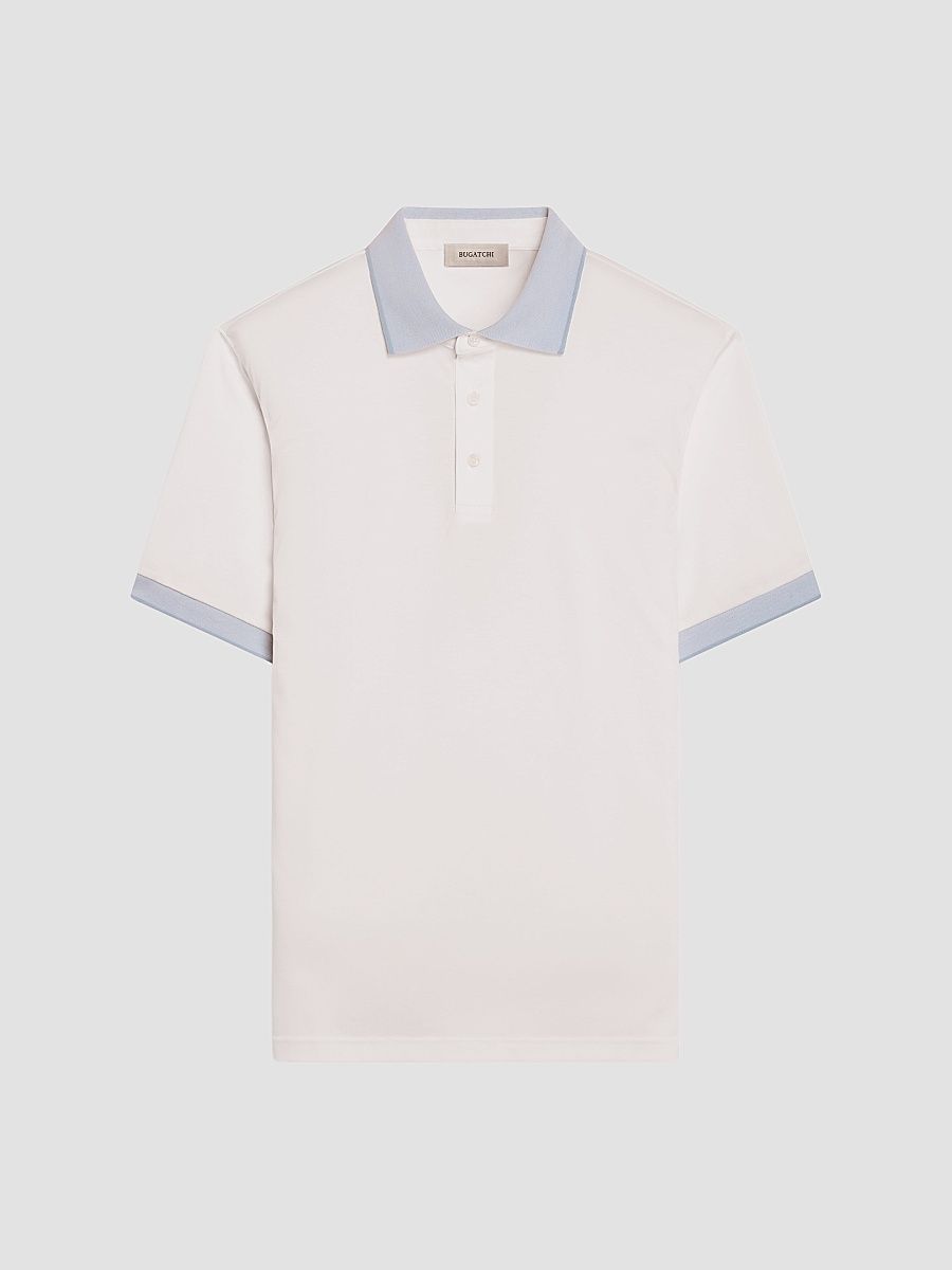 Men's Contrast Collar Cotton Polo Shirt - Chalk - Size XXL