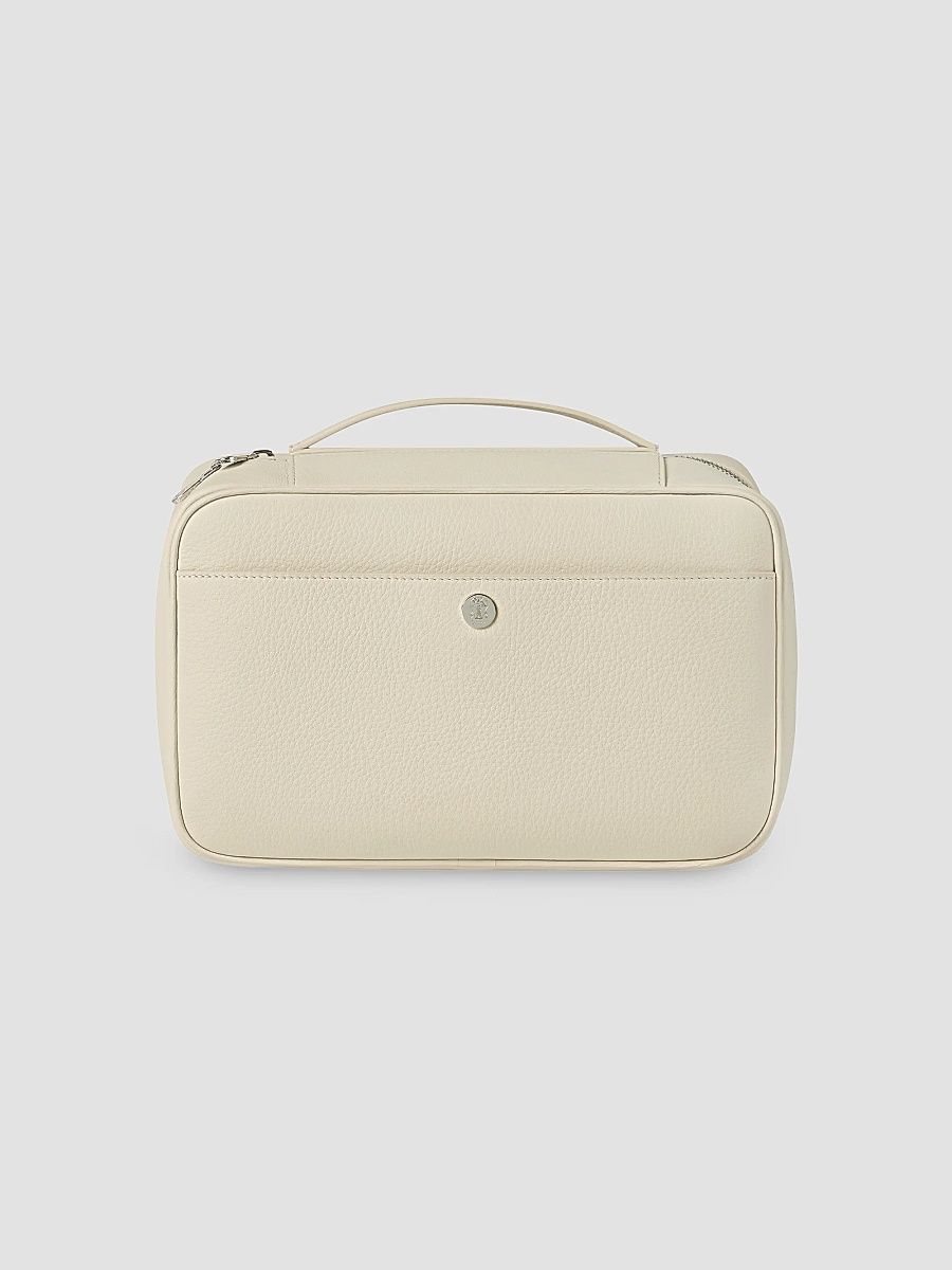 Fine Grain Calfskin Travel Beauty Case - White