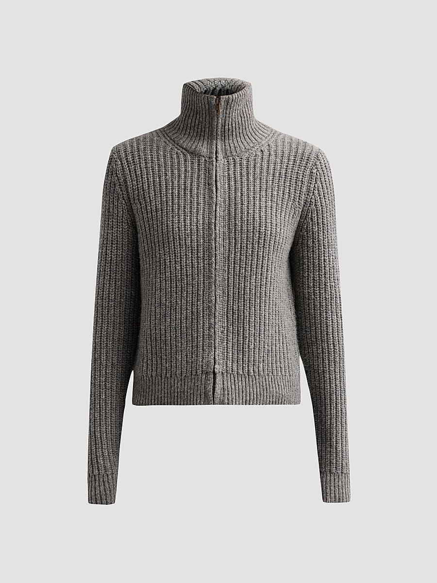 Women's Arlen Wool-Camelhair Blend Cardigan - Medium Grey Melange - Size Small