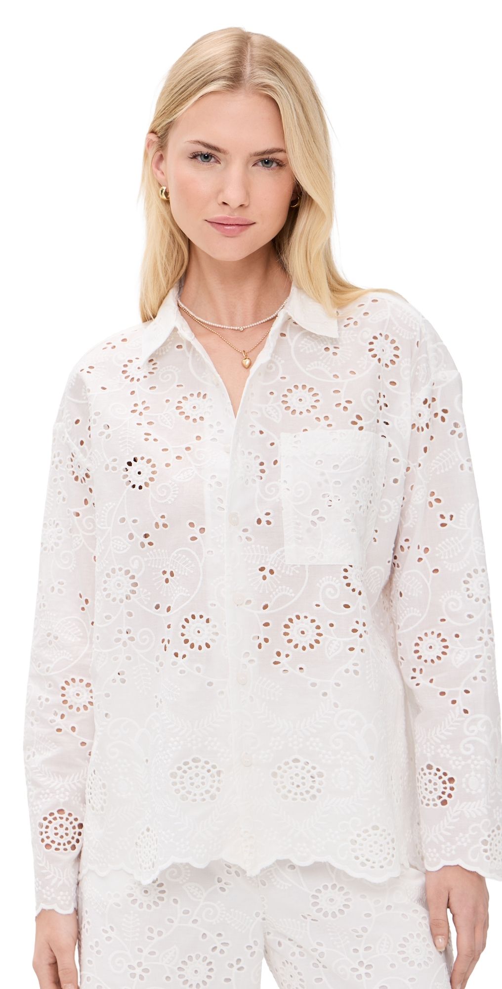 Splendid Splendid x @Cellajaneblog Eyelet Button Down White XL