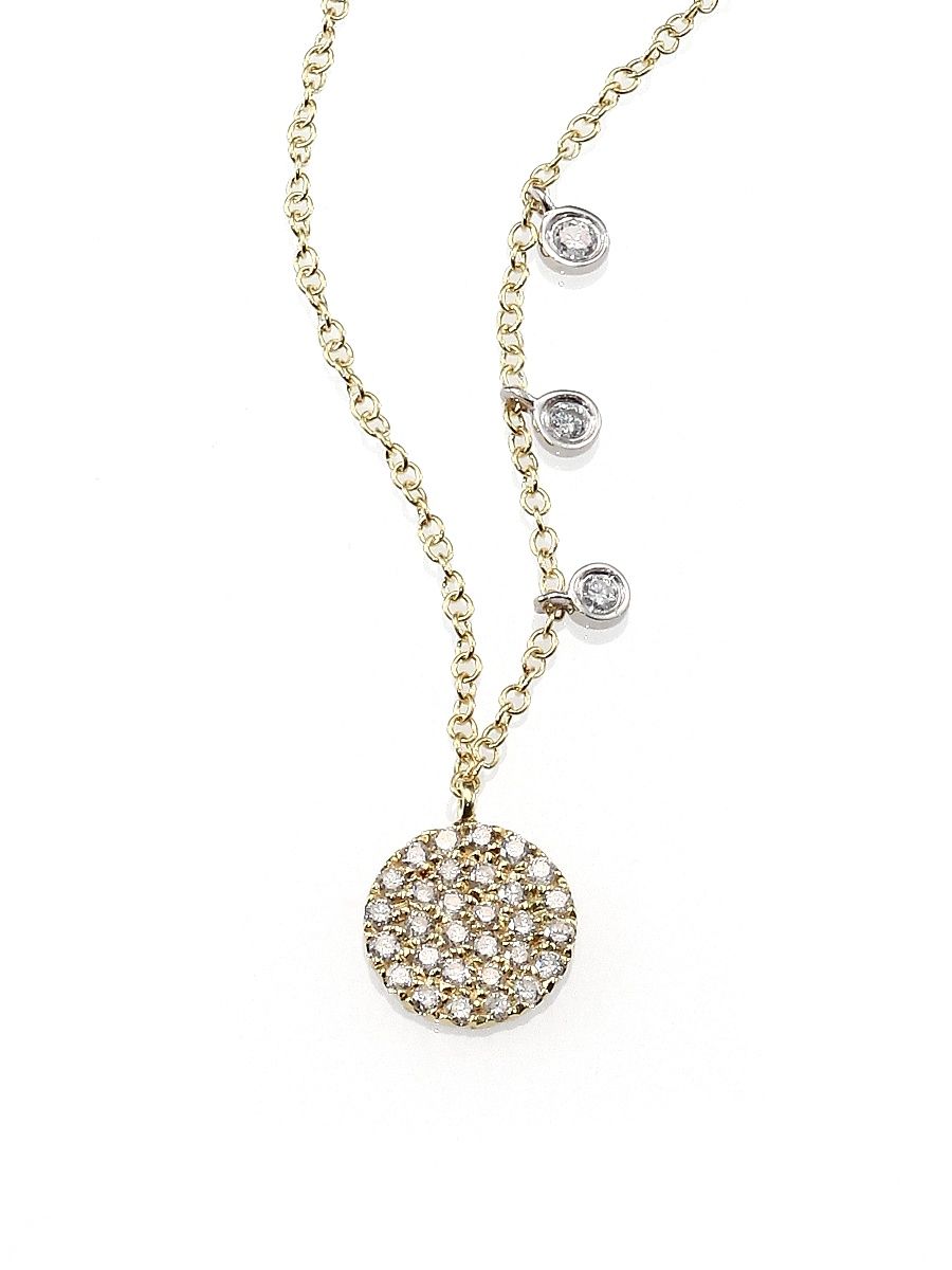Women's Diamond & 14K Yellow Gold Disc Necklace - Gold