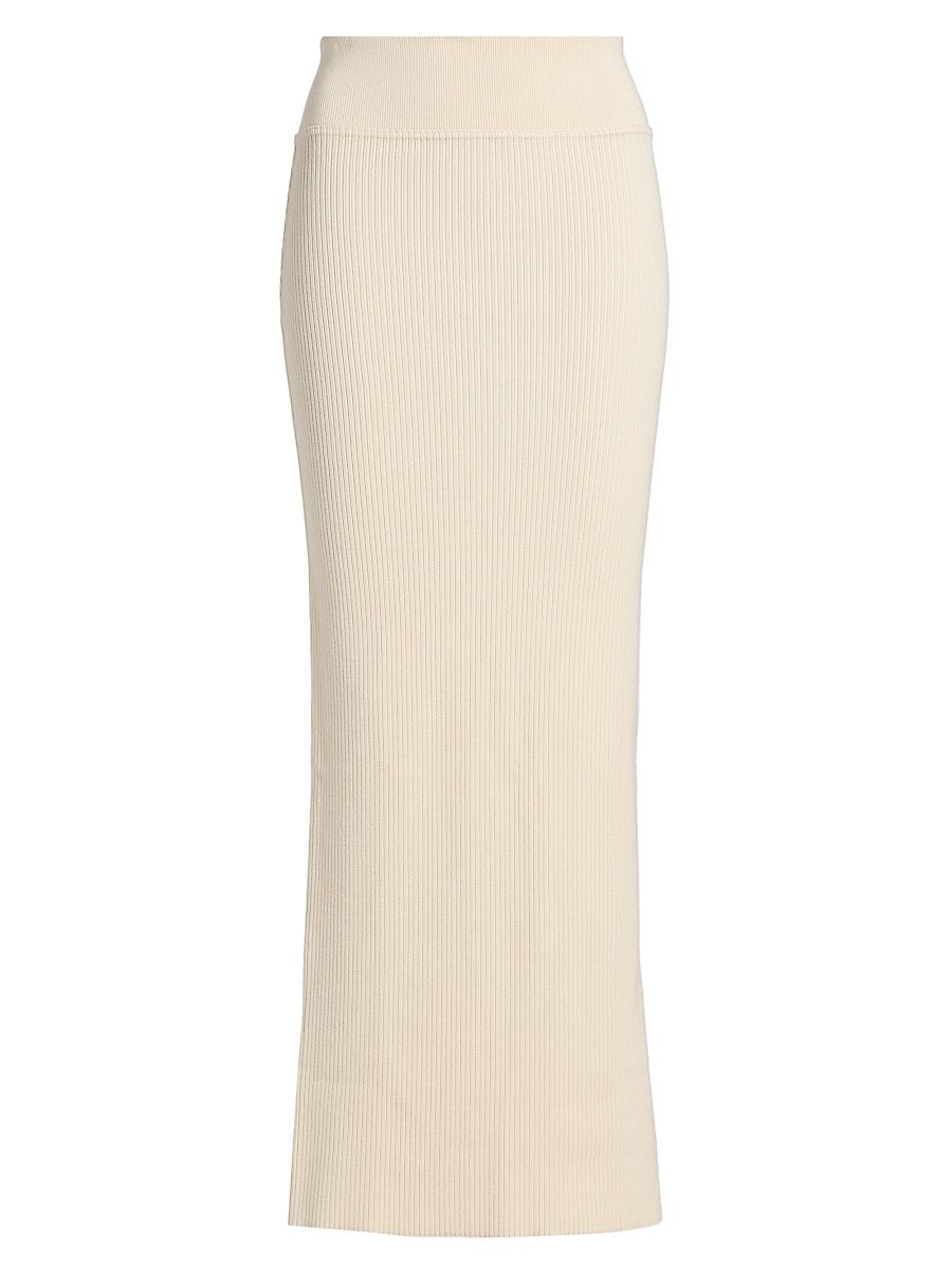 Women's Cotton Knit Column Maxi Skirt - Cream - Size Medium