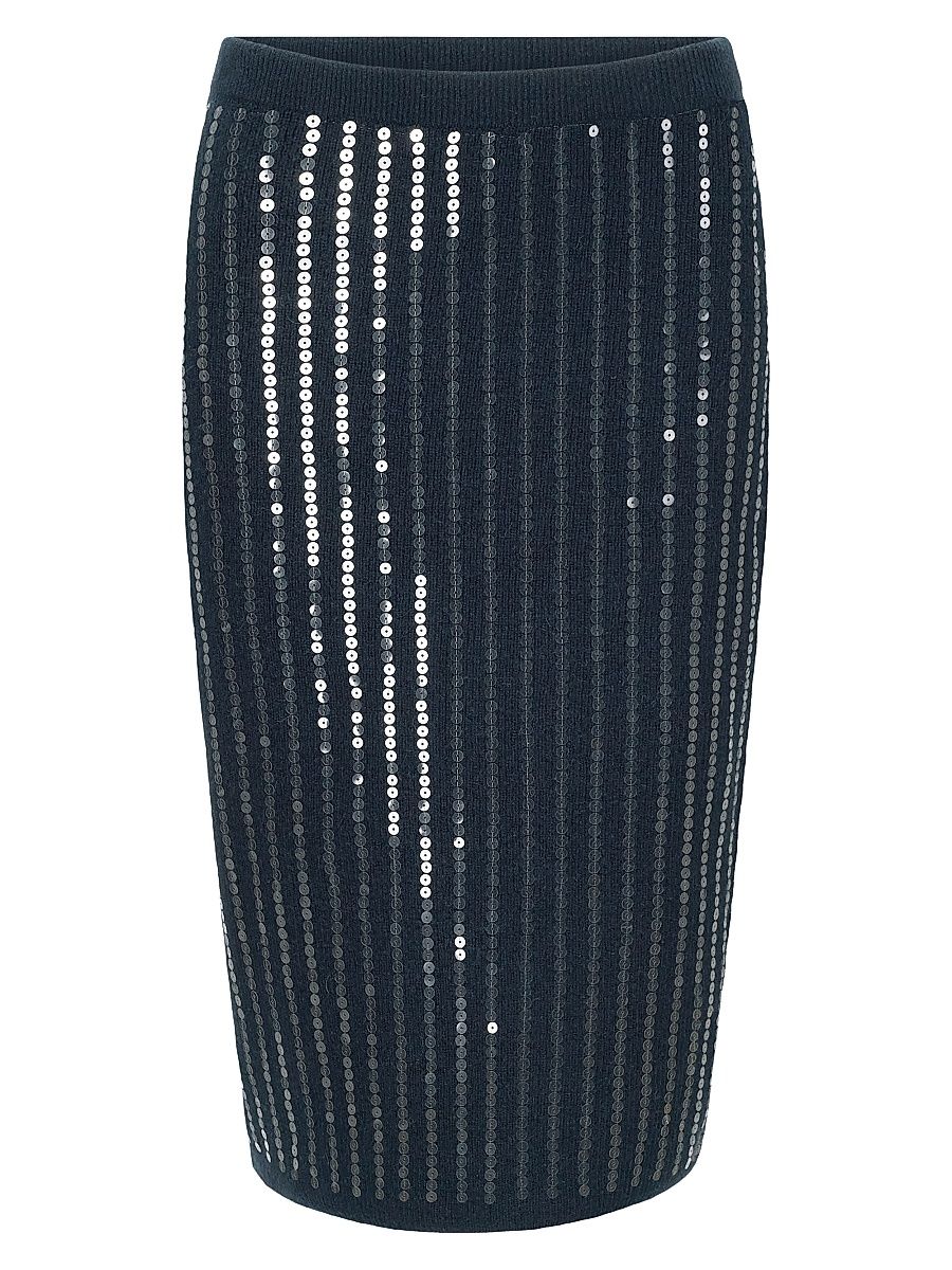 Women's Mimi Sequined Midi-Skirt - Navy - Size Medium