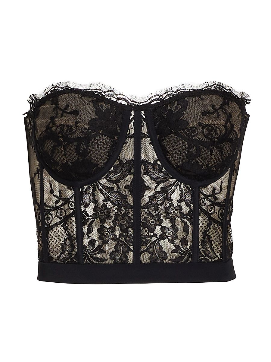 Women's Strapless Lace Crop Bustier - Black - Size 12
