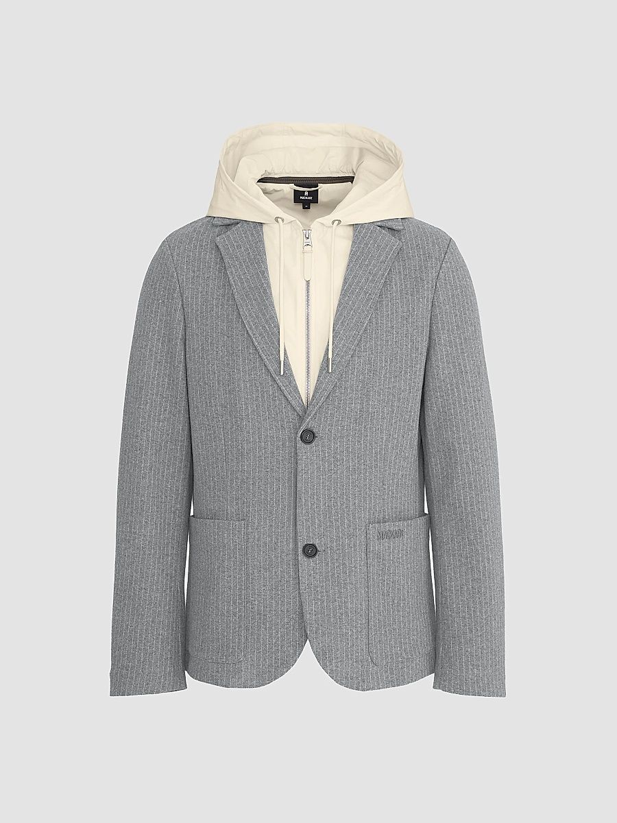 Mackage Men's Wells 2-in-1 Brushed Knit Blazer - Light Grey - Size 44