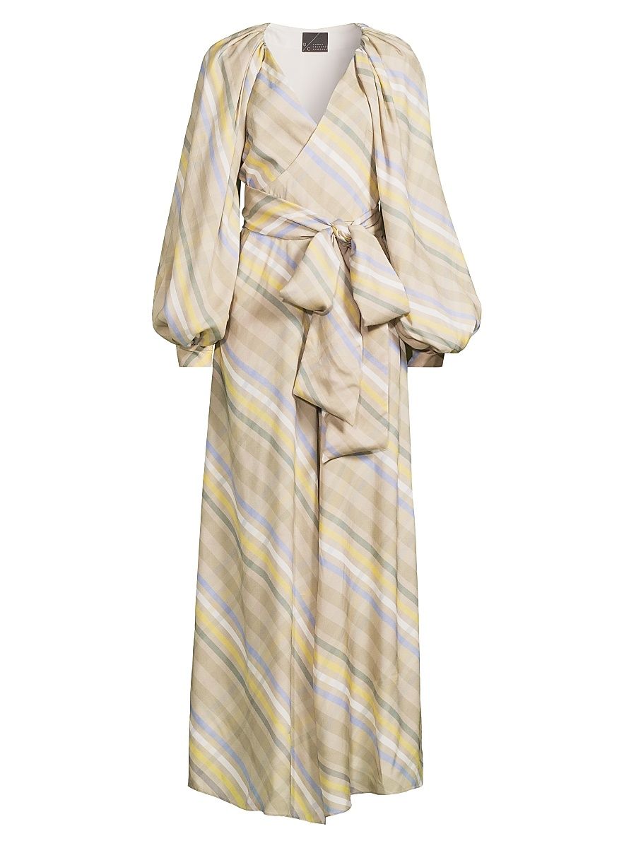 Women's Debra Wrap Jumpsuit - Beige Plaid - Size Medium