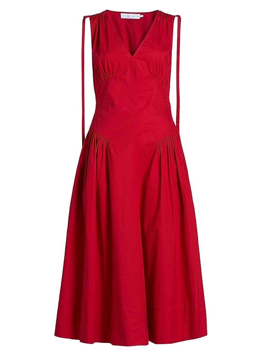 Women's Clayton Cotton Poplin Midi-Dress - Dark Poppy - Size 12