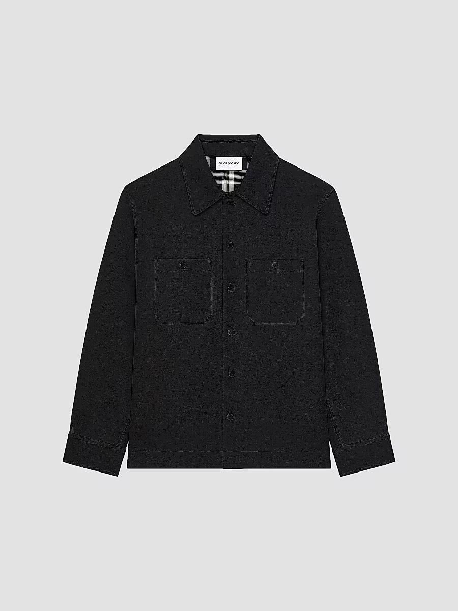 Givenchy Men's Couture Seam Overshirt Jacket in Cotton with Checked Reverse - Black - Size XXL