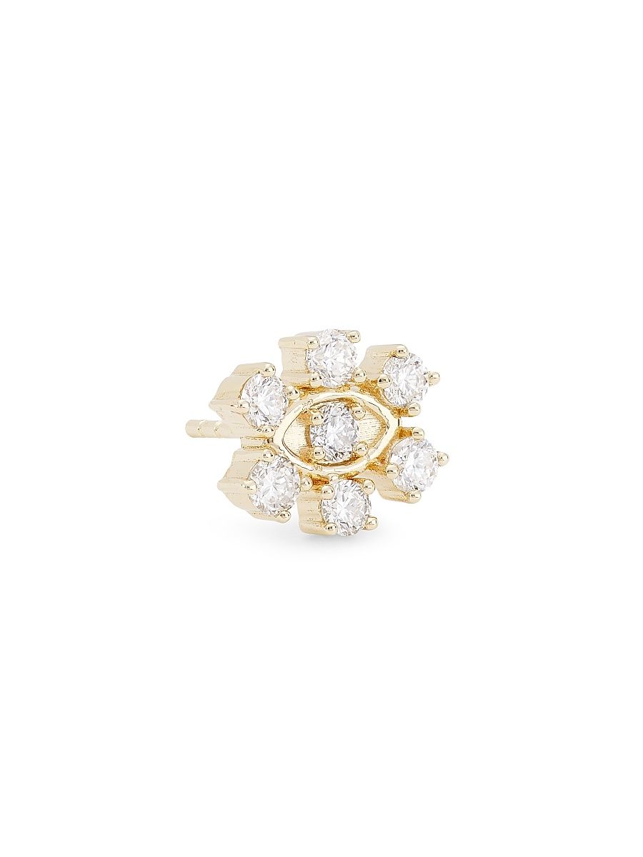 Women's 14K Yellow Gold & Diamond Marquis Eye Flower Stud Earring - Gold