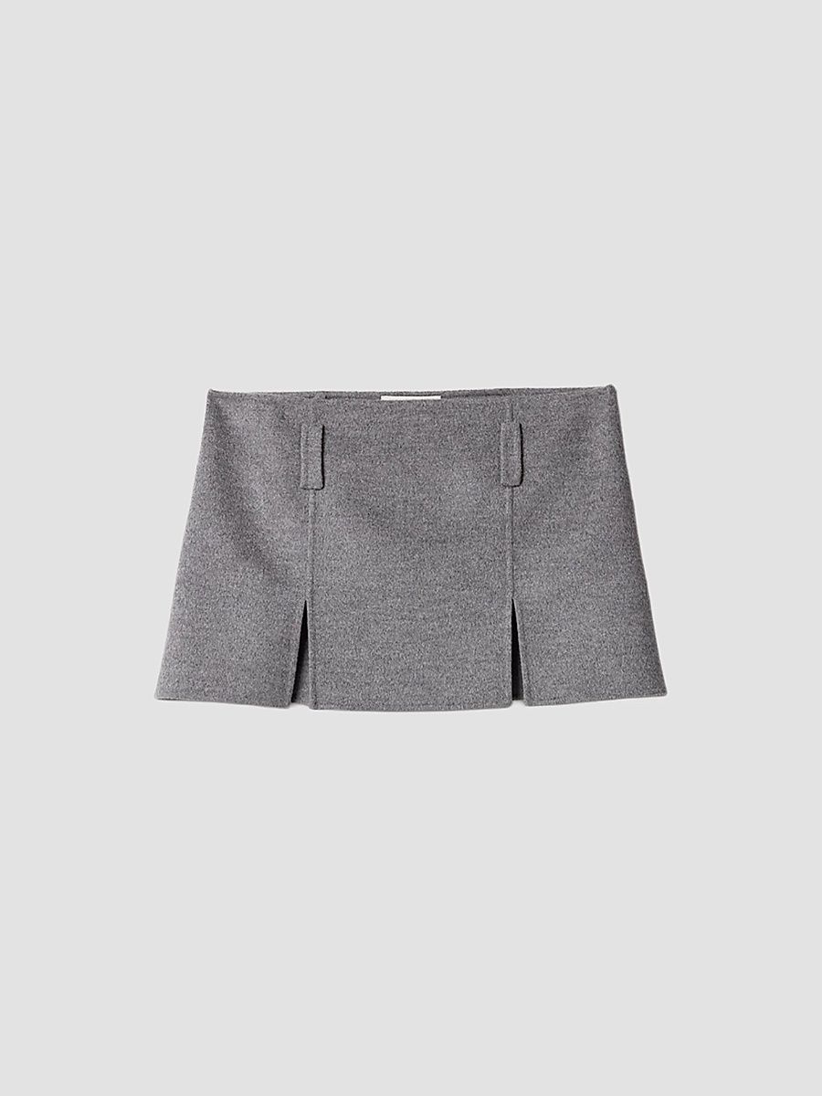 Women's Double Cashmere and Wool Mini Skirt - Grey - Size 2