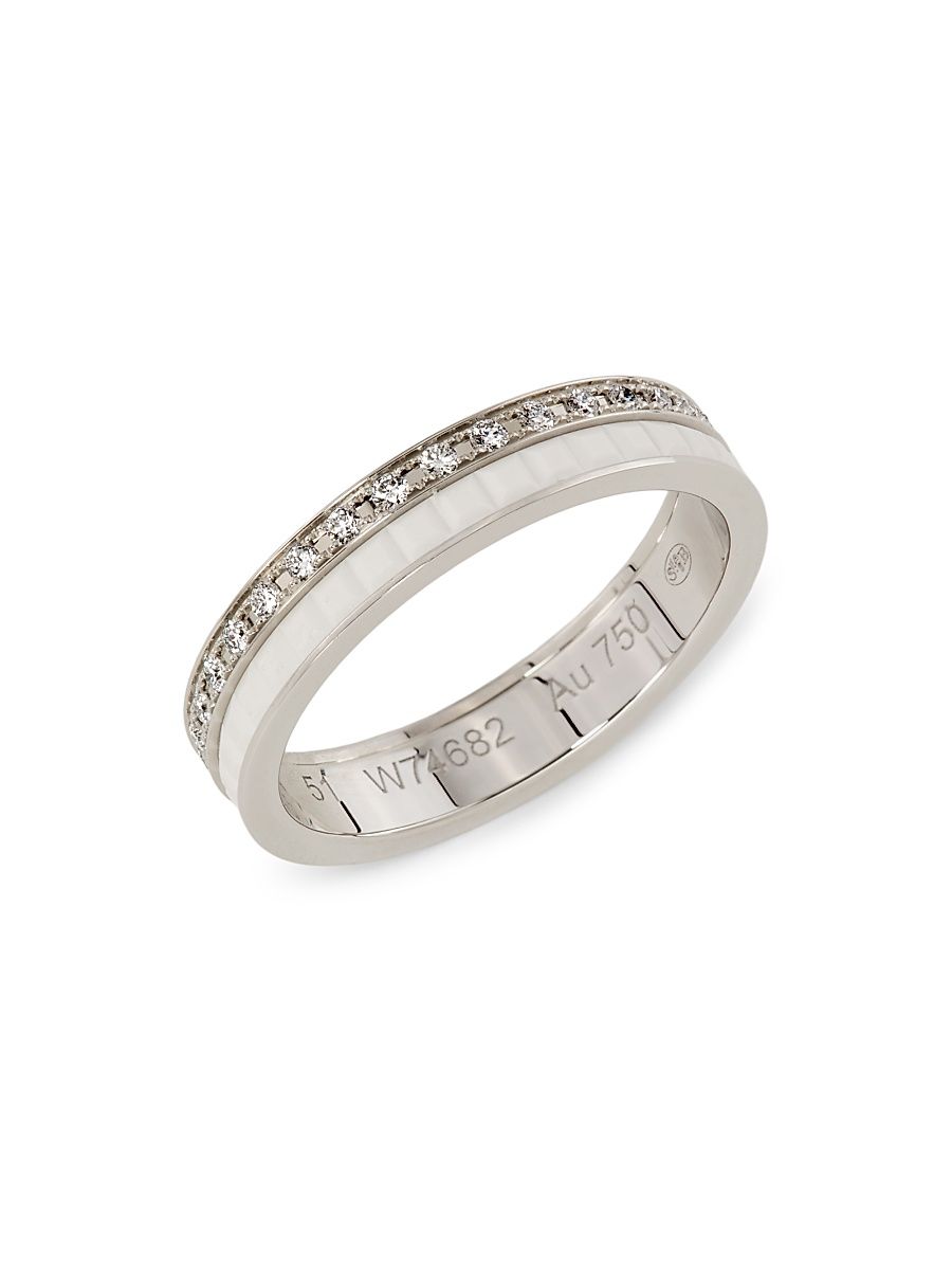 Women's Quatre White Edition 18K White Gold, 0.26 TCW Diamond & HyCeram Wedding Band - White Gold - Size 6.75