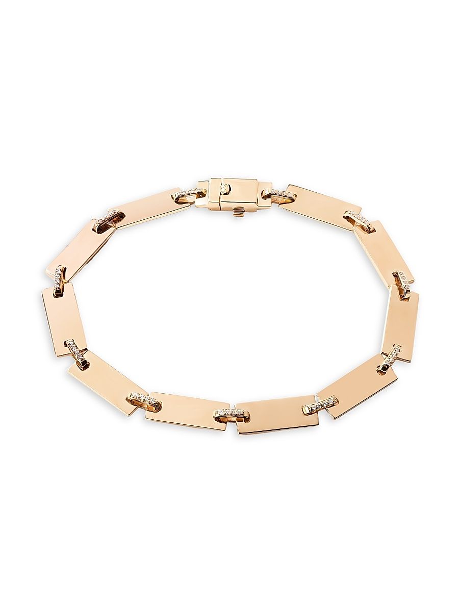 Women's Flawless 14K Yellow Gold & 0.22 TCW Diamond Tag Bracelet - Yellow Gold