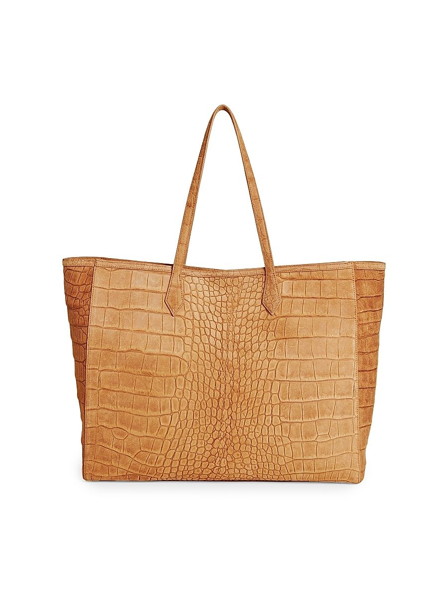 Women's Sofia Croc-Embossed Suede Tote Bag - Sienna Embossed Suede