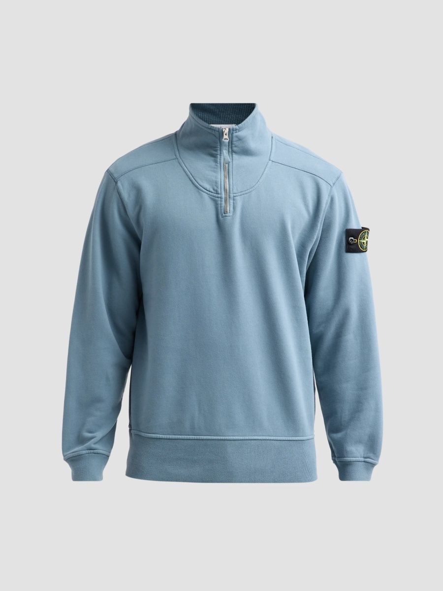 Stone Island Men's Felpa Cotton Quarter-Zip Sweatshirt - Blue Acciaio - Size XXL