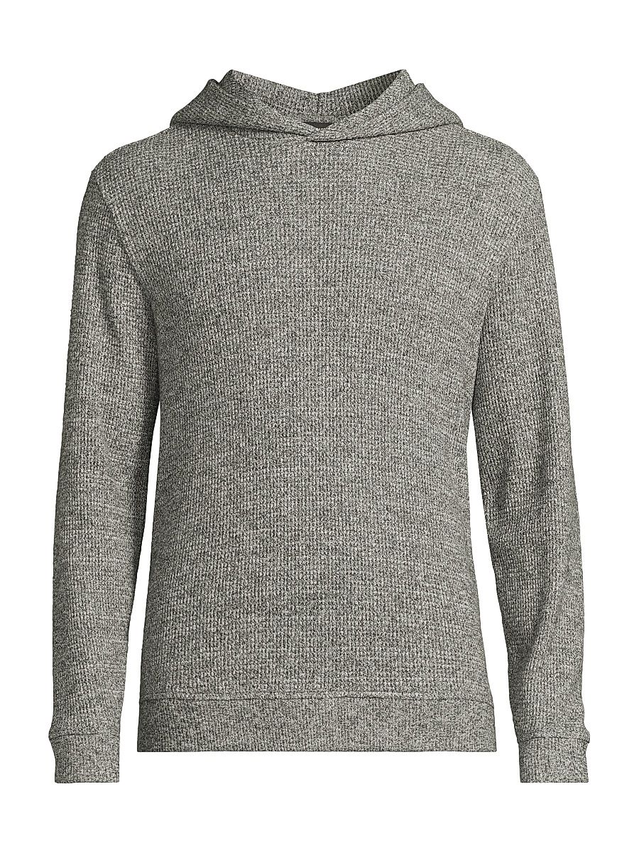 Vince Men's Brushed Waffle-Knit Hoodie - Grey - Size XXL
