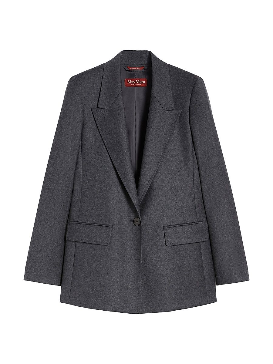 Women's Regular Fit Flannel Blazer - Dark Grey Melange - Size 16