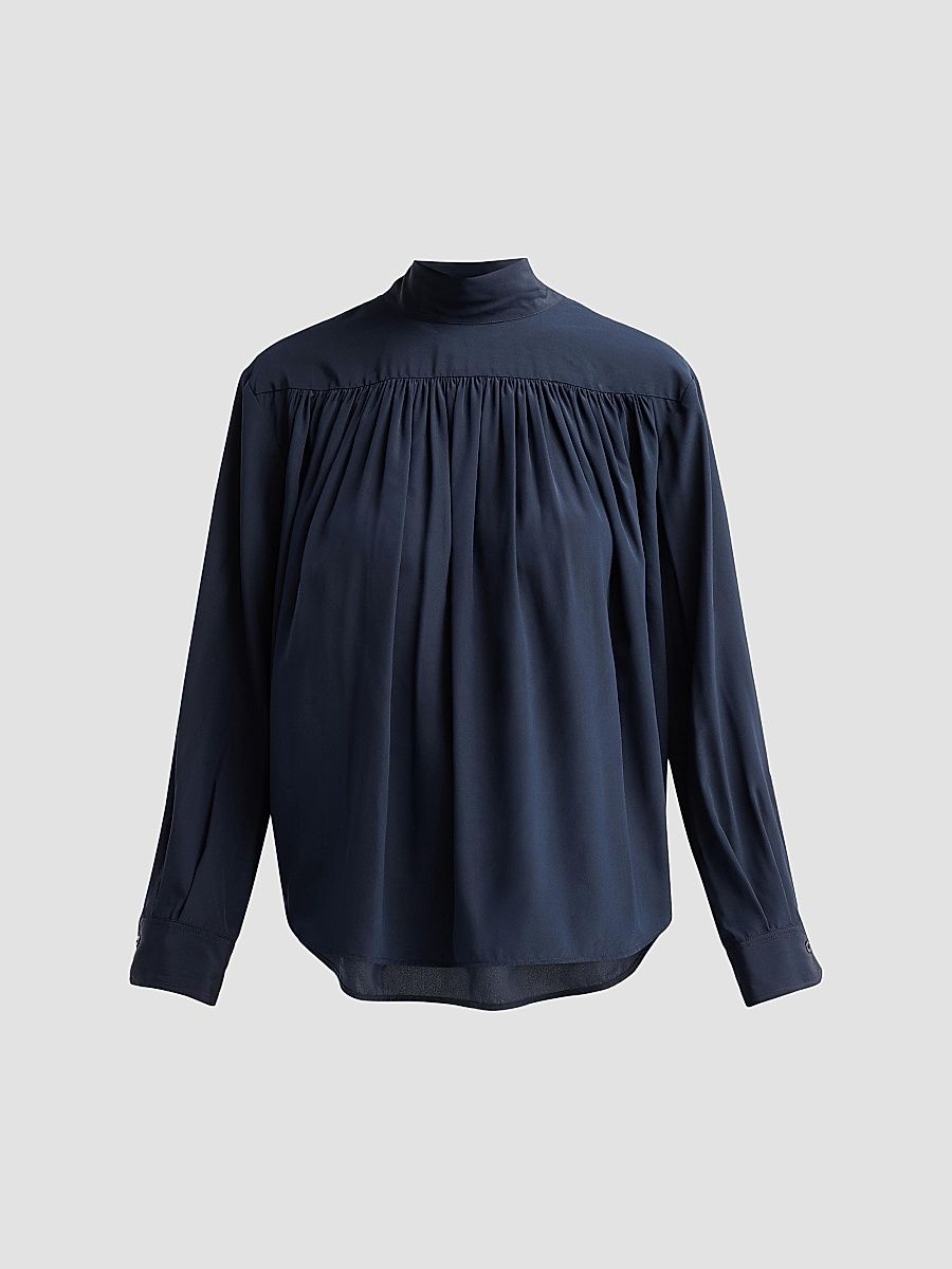 Women's Danielle Silk Blouse - Evening Blue - Size 14