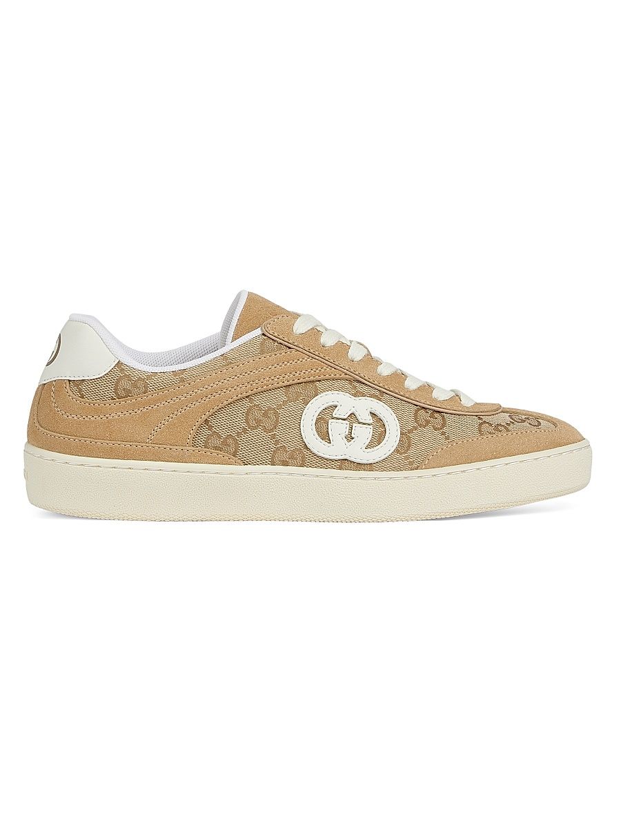 Women's G75 Suede & GG Canvas Low-Top Sneakers - Sand - Size 7.5