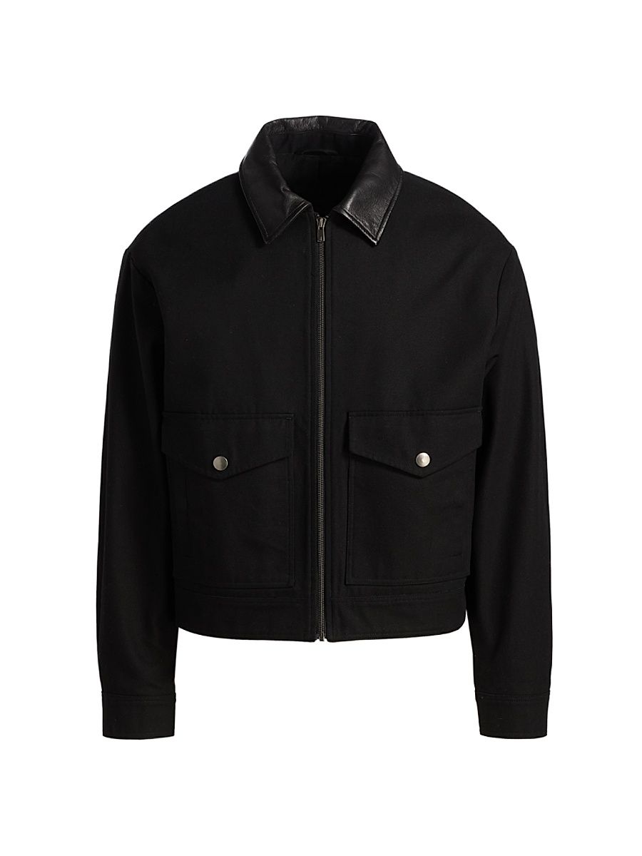 Men's Evander Cotton-Linen Shirt Jacket - Black - Size Small