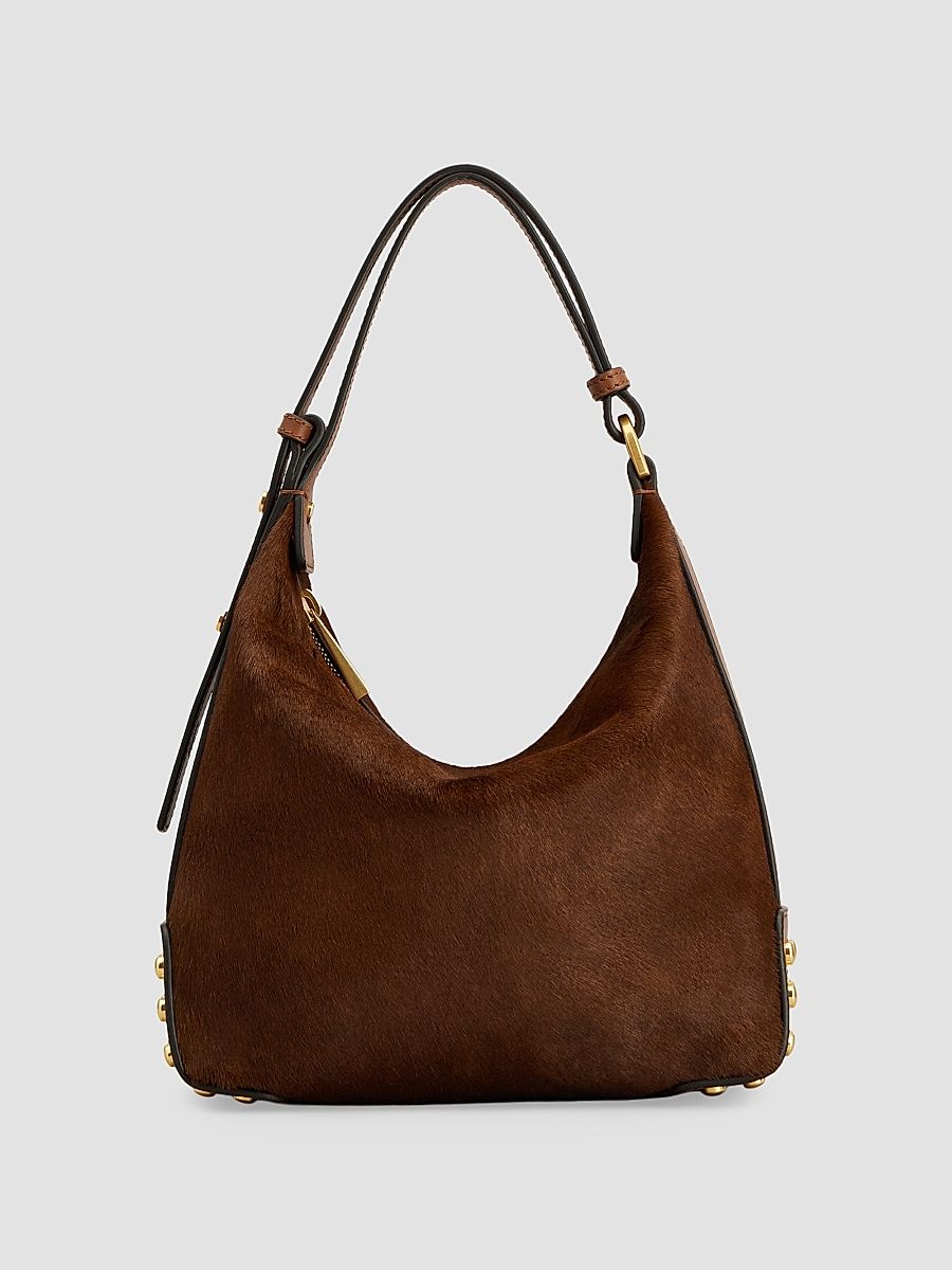 Women's Metal Dots Pony-Effect Leather Mini Bag - Mogano Caramello