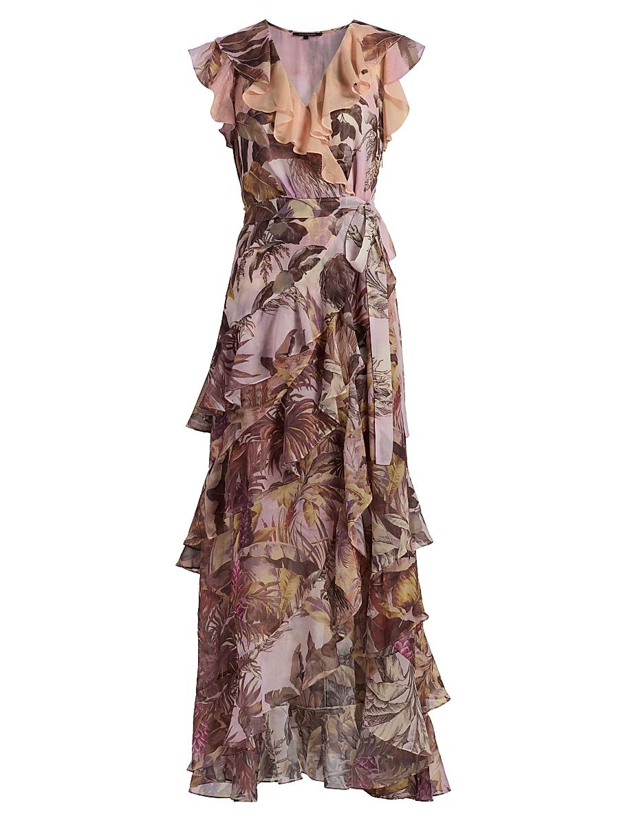 Women's Elanor Printed Ruffle Maxi Dress - Light Pink Multi - Size XXL