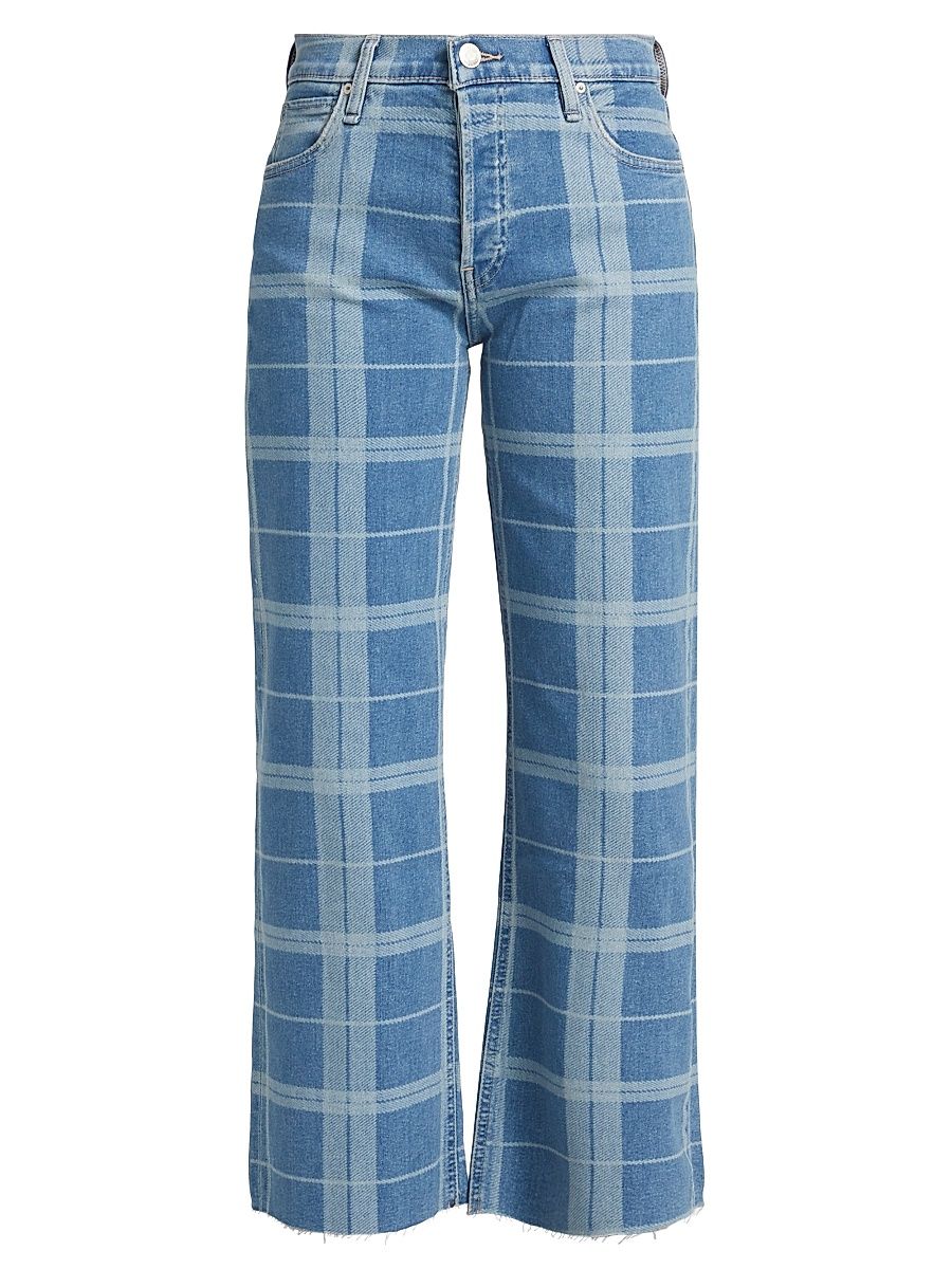 Women's Rosie High-Rise Wide-Leg Ankle Jeans - Plaid Indigo - Size 29