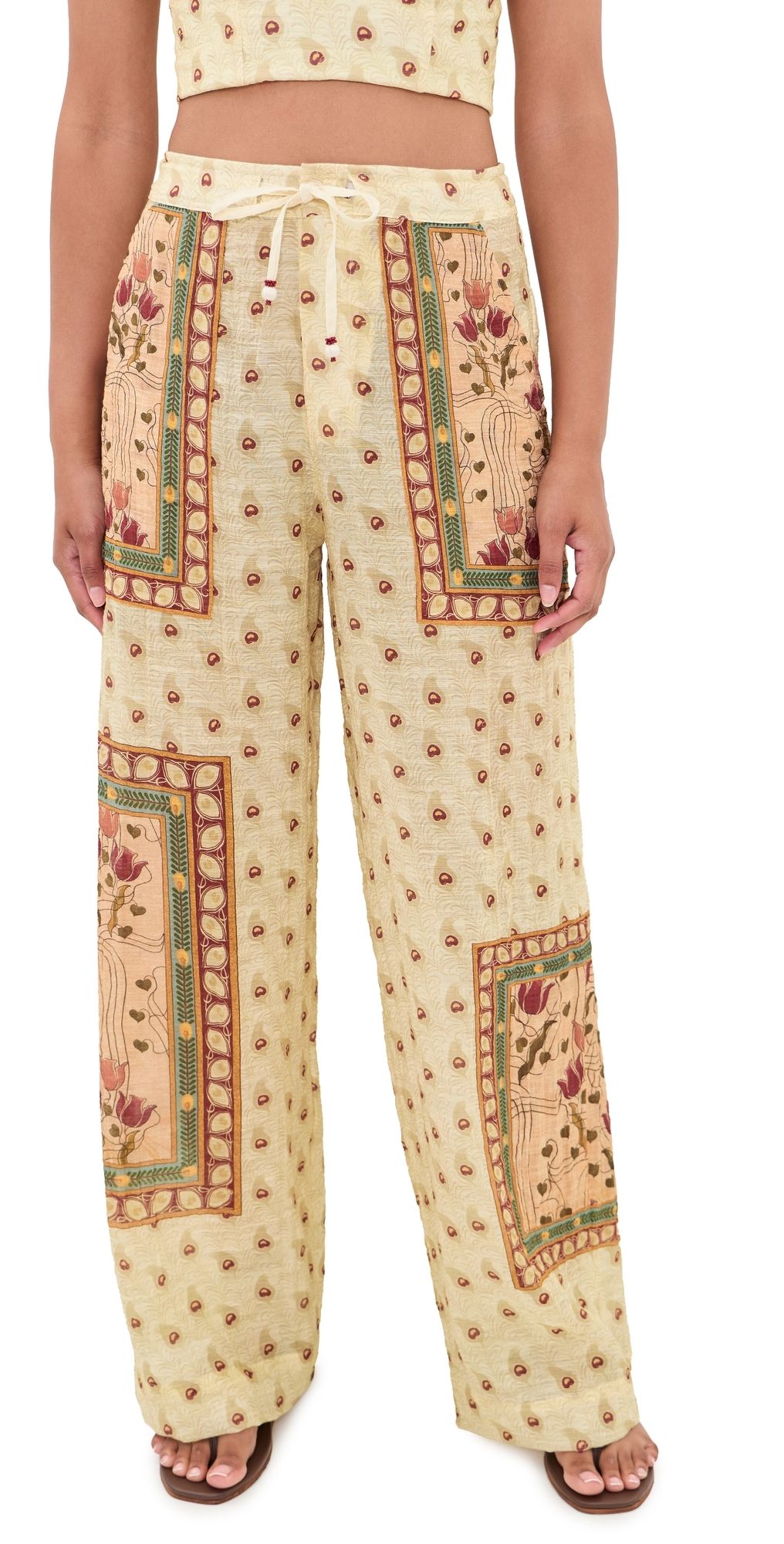 Agua Bendita Caroline Plume Embroidered Pants Multicolor M