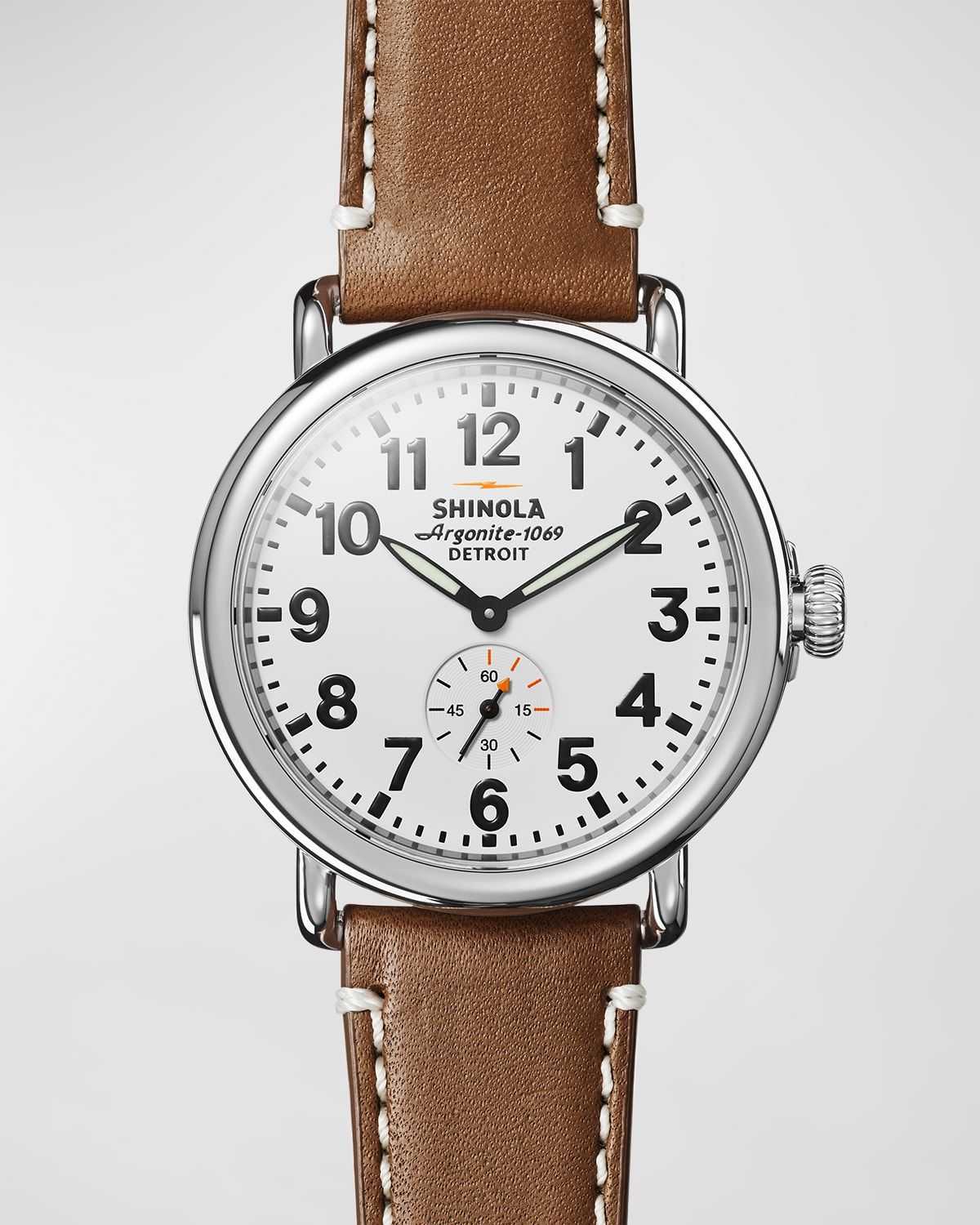 47mm Runwell Watch, White/Brown