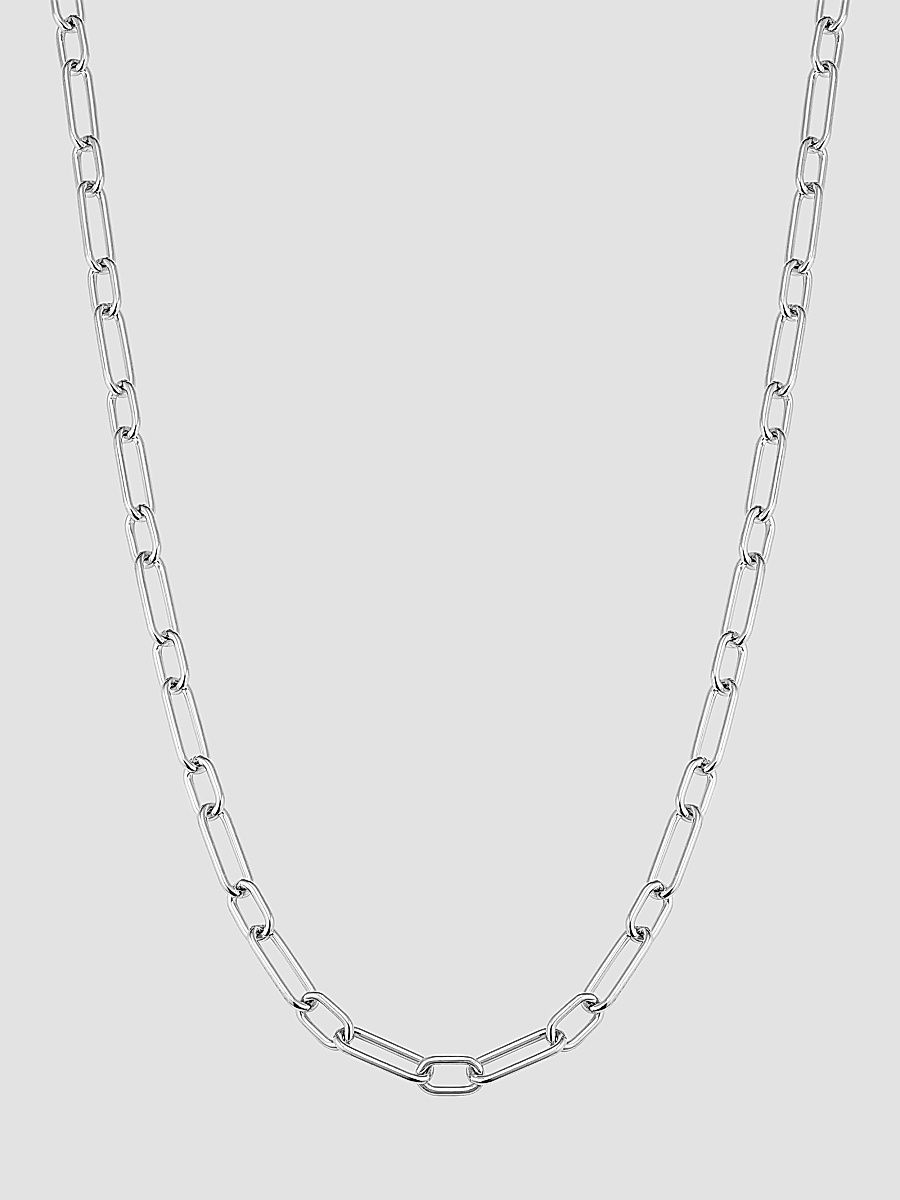 Women's Rhythm Link Choker Necklace in Sterling Silver - Silver - Size 14