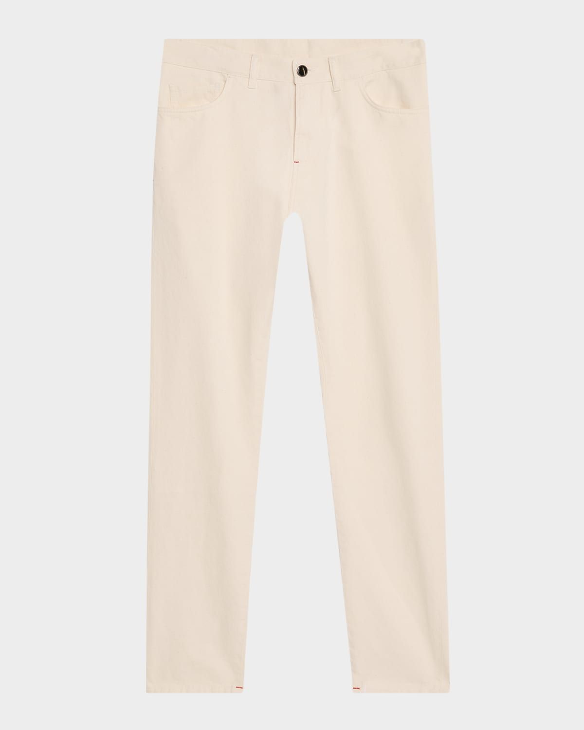 Men & apos;s Ecru Denim Five-Pocket Pants