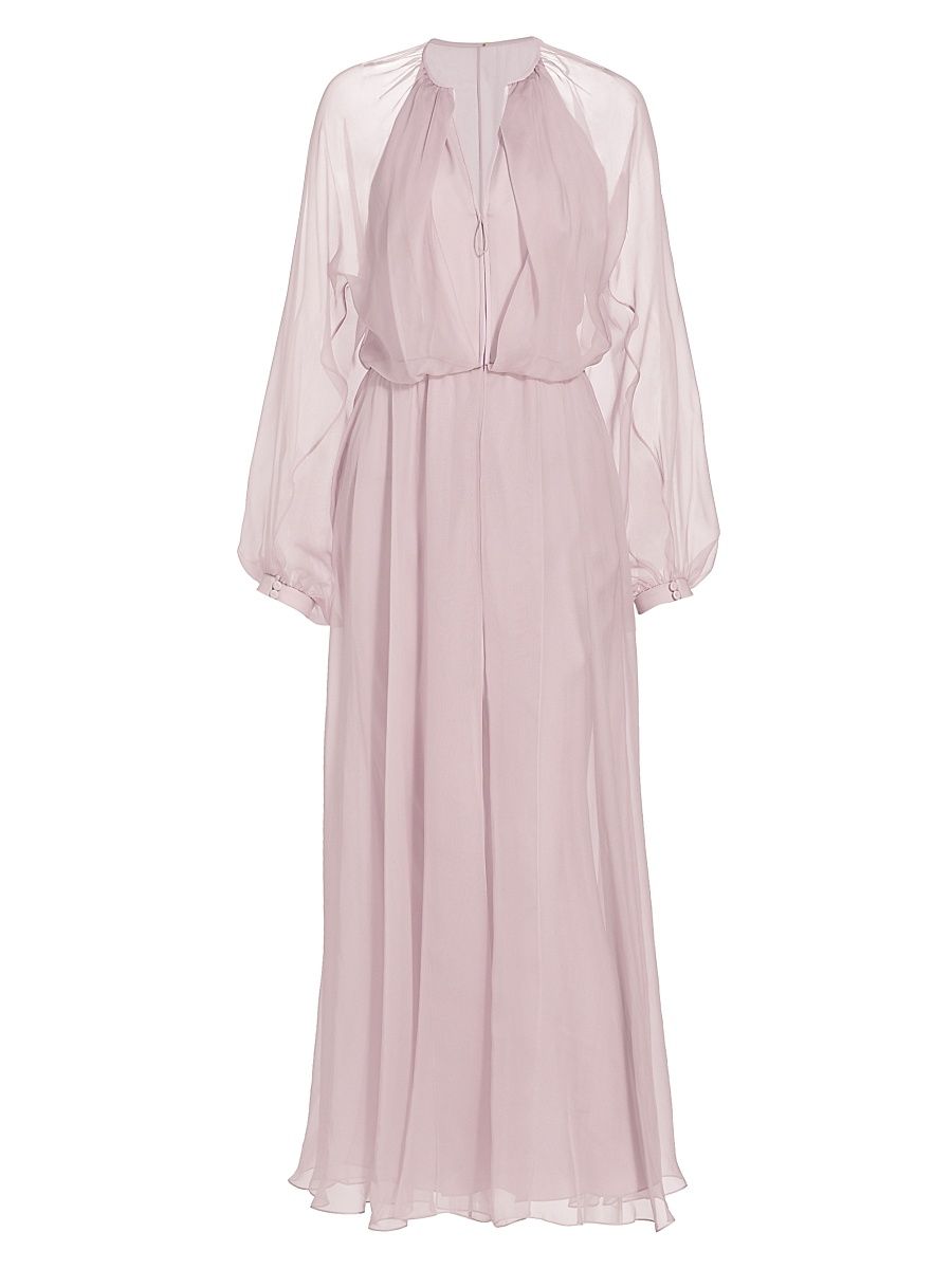 Women's Blouson Zip-Front Silk Gown - Lilac - Size 2