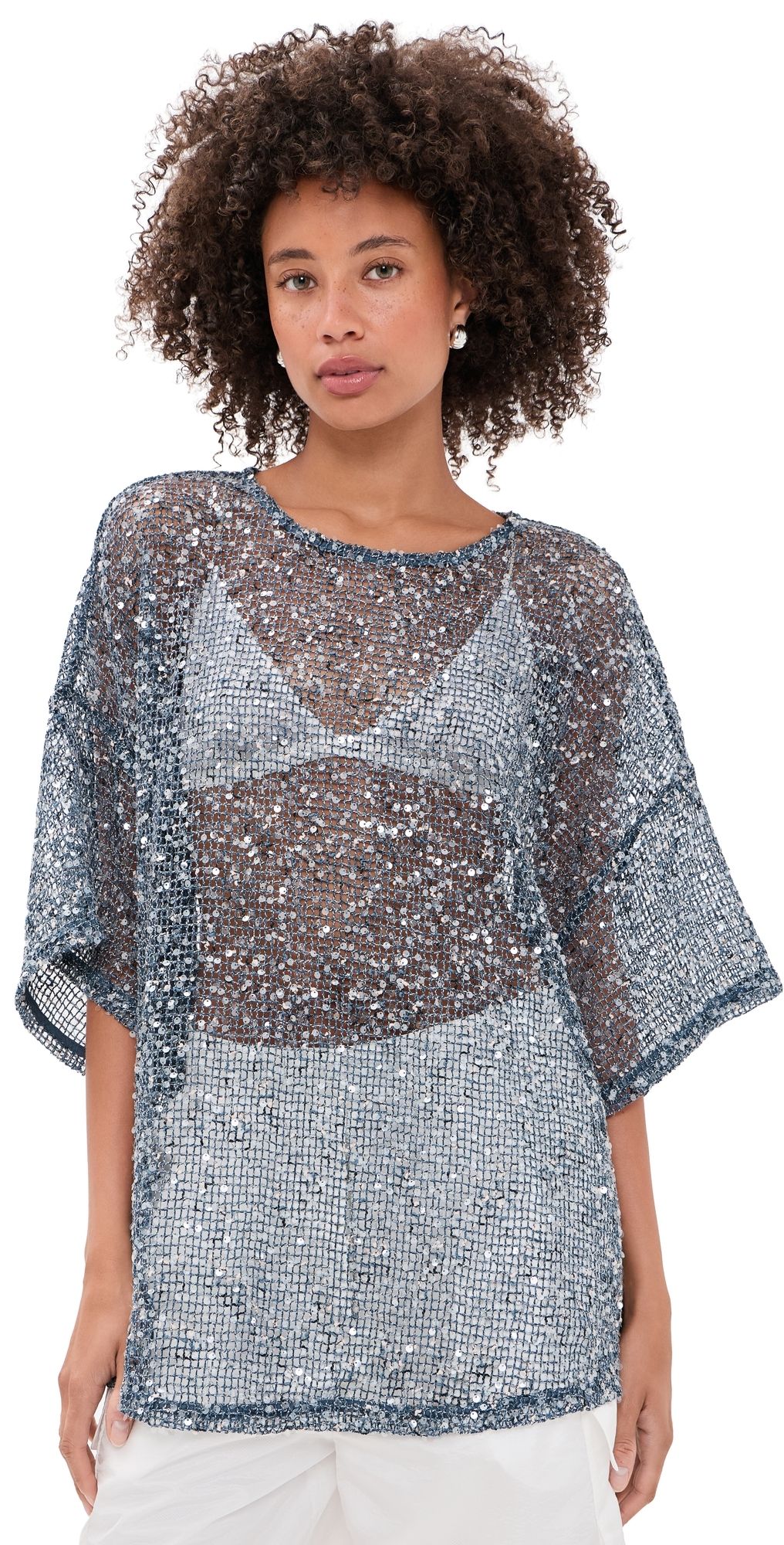 VRG GRL Arden Sequin Top Navy XL