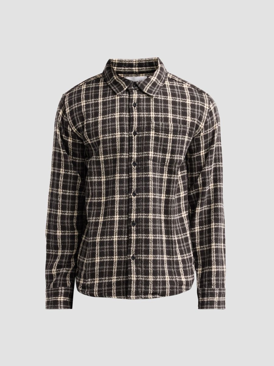 Corridor Men's Spacerock Plaid Button-Front Shirt - Black - Size XXL