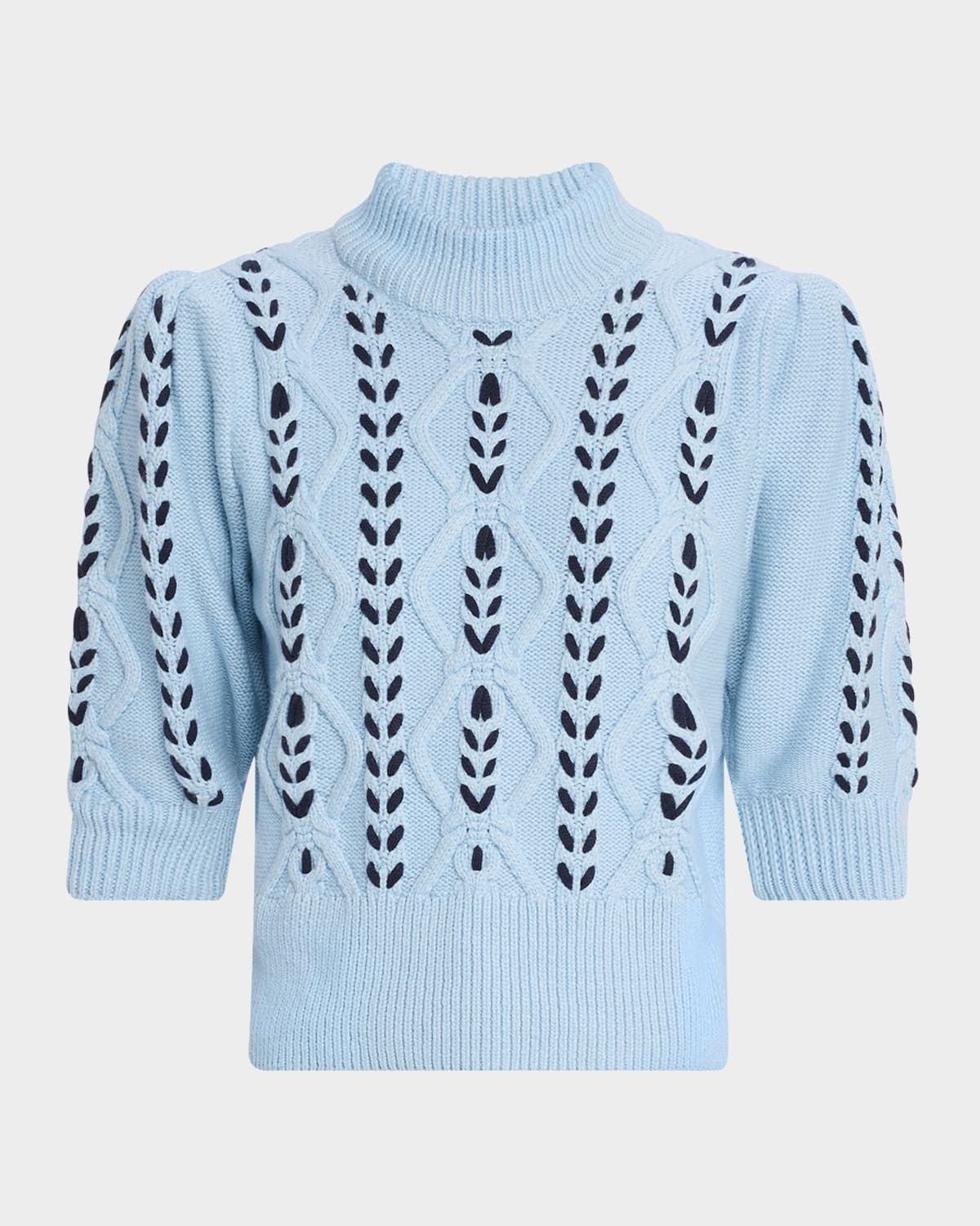 Addy Laced Cable-Knit Mock Sweater